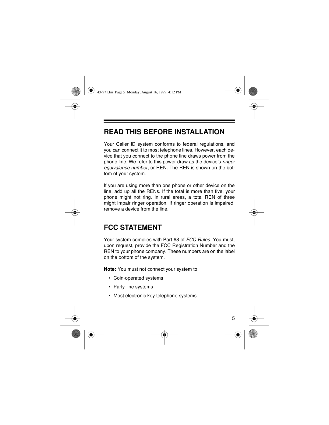 Radio Shack 420 owner manual Read this Before Installation, FCC Statement 