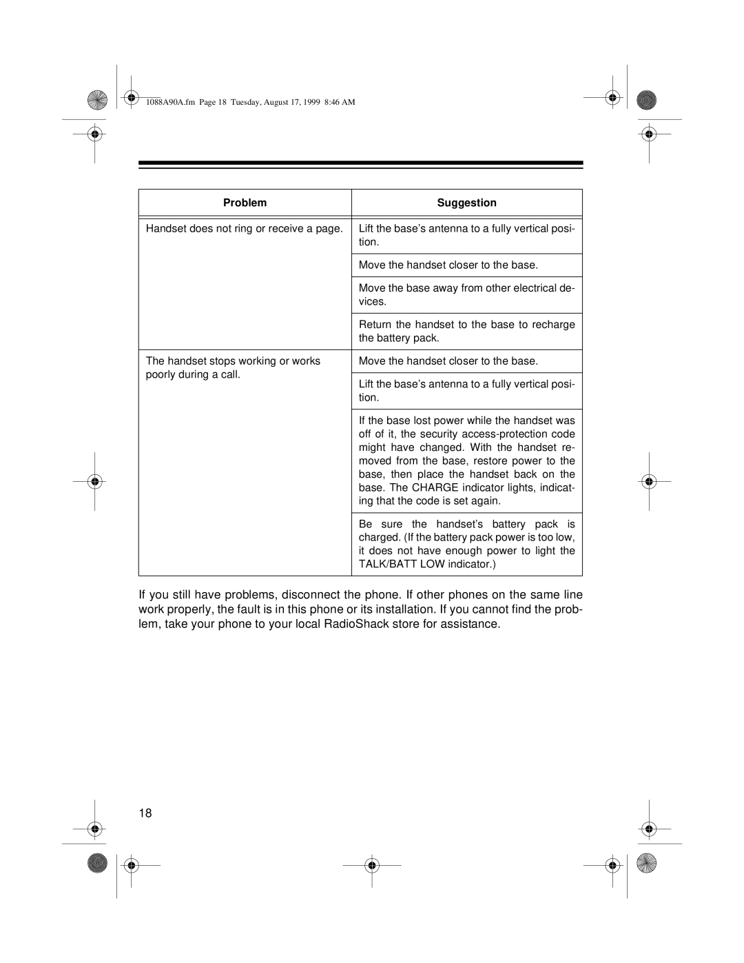 Radio Shack 43-1088A, 43-1090A owner manual 1088A90A.fm Page 18 Tuesday, August 17, 1999 846 AM 