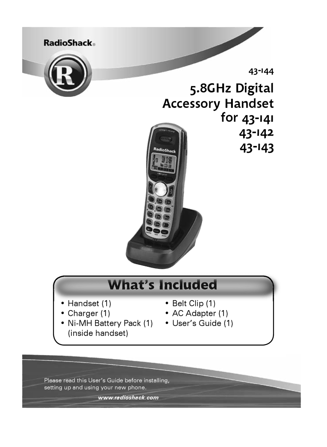 Radio Shack 43-144 manual 8GHz Digital Accessory Handset for 43-141 43-142 