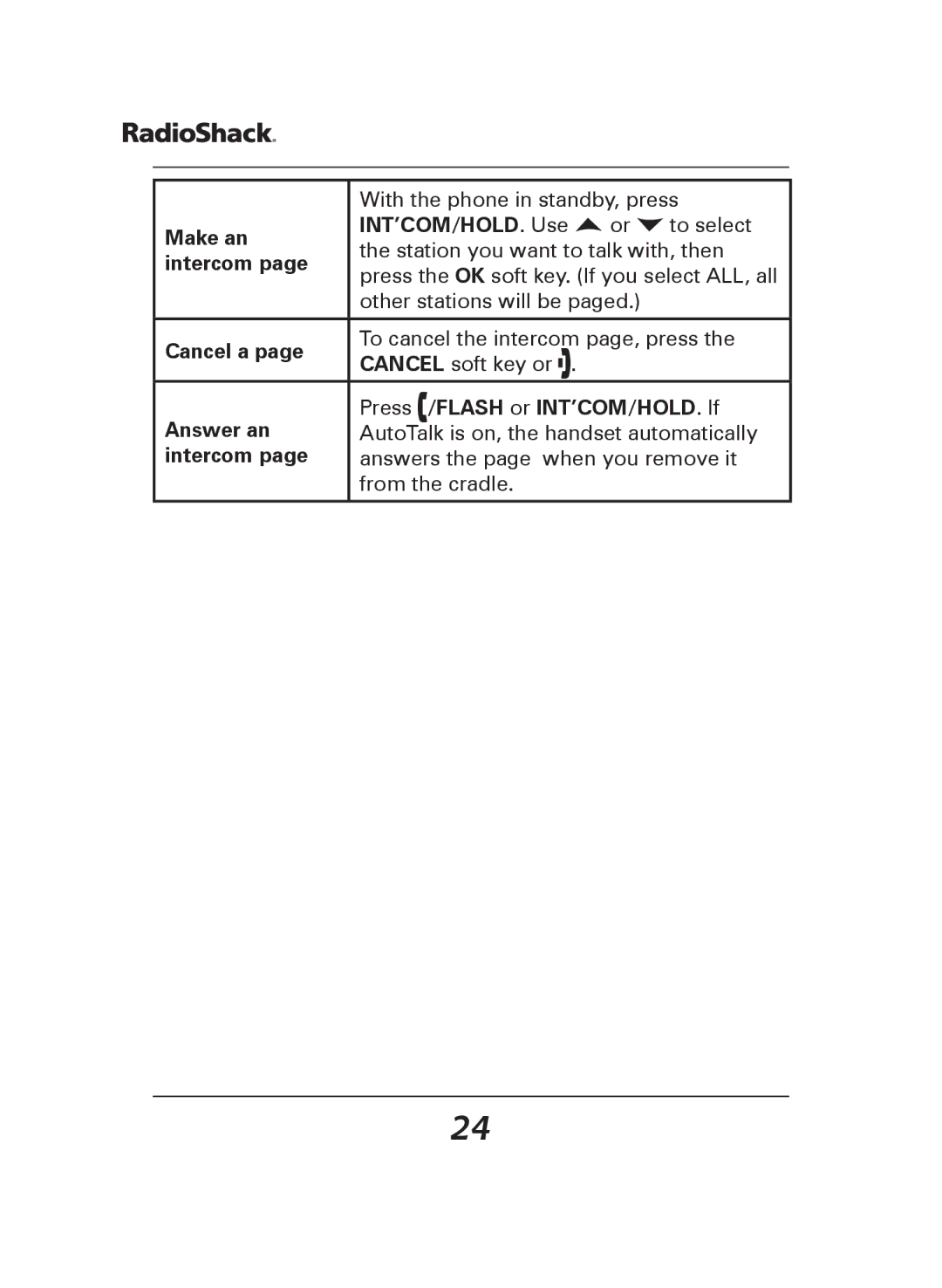 Radio Shack 43-141, 43-144 manual Make an INT’COM/HOLD. Use 