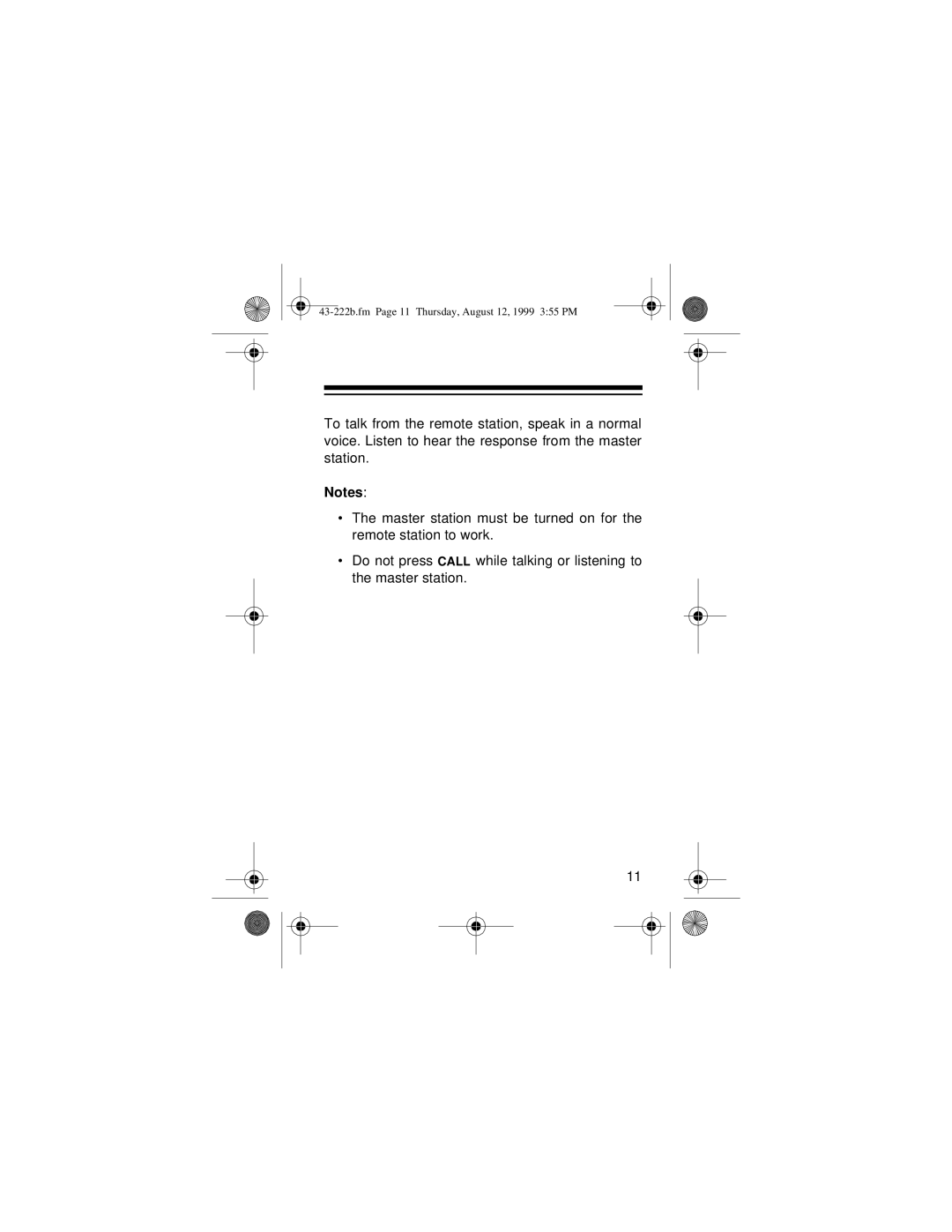 Radio Shack 43-222B owner manual 43-222b.fm Page 11 Thursday, August 12, 1999 355 PM 