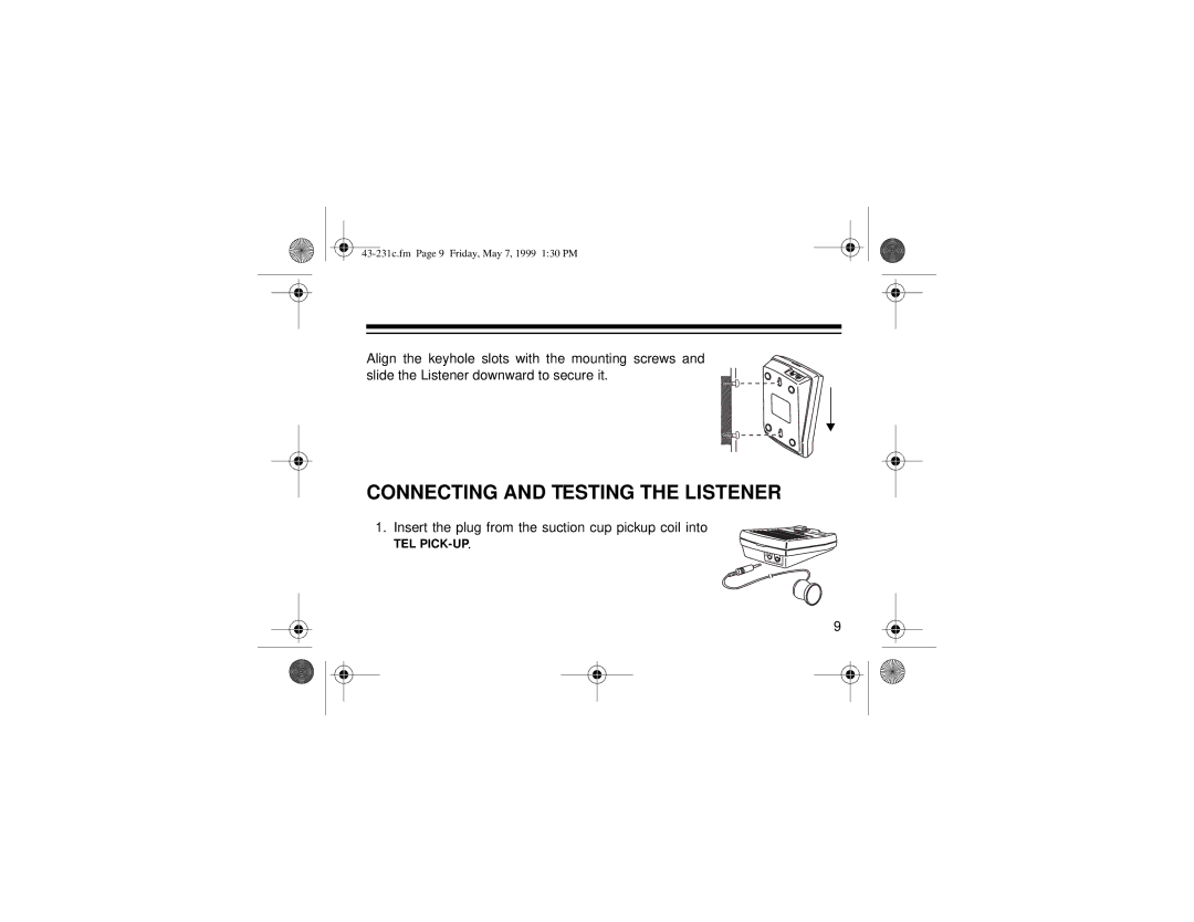 Radio Shack 43-231C owner manual Connecting and Testing the Listener 