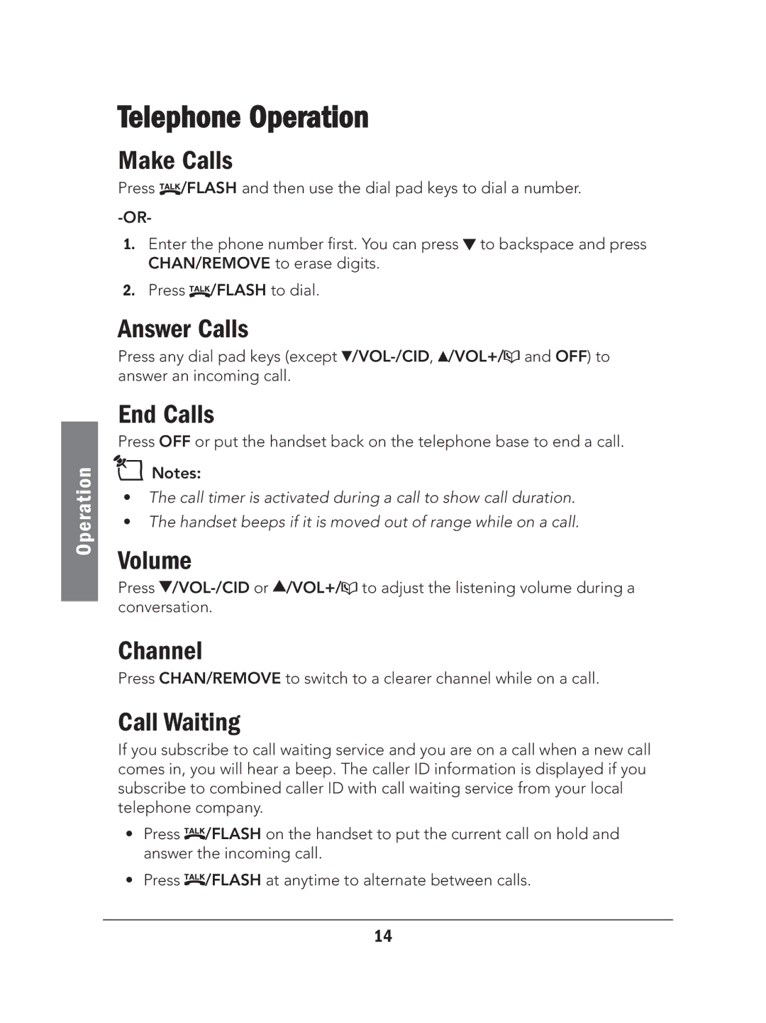 Radio Shack 43-324 manual Telephone Operation 