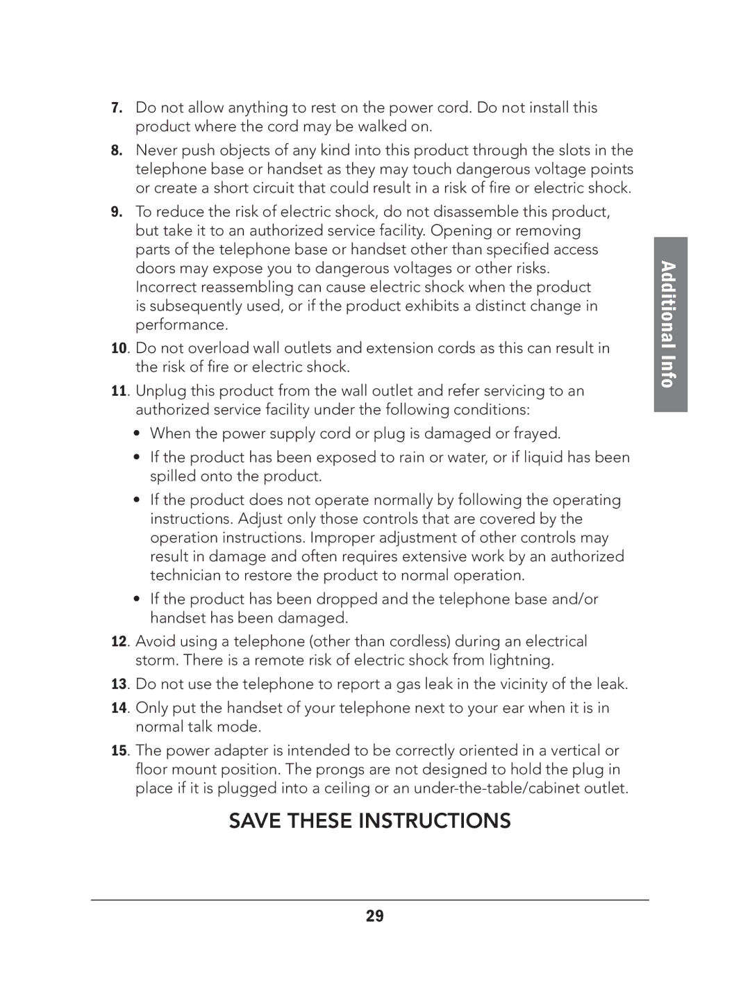 Radio Shack 43-324 manual Additional Info 