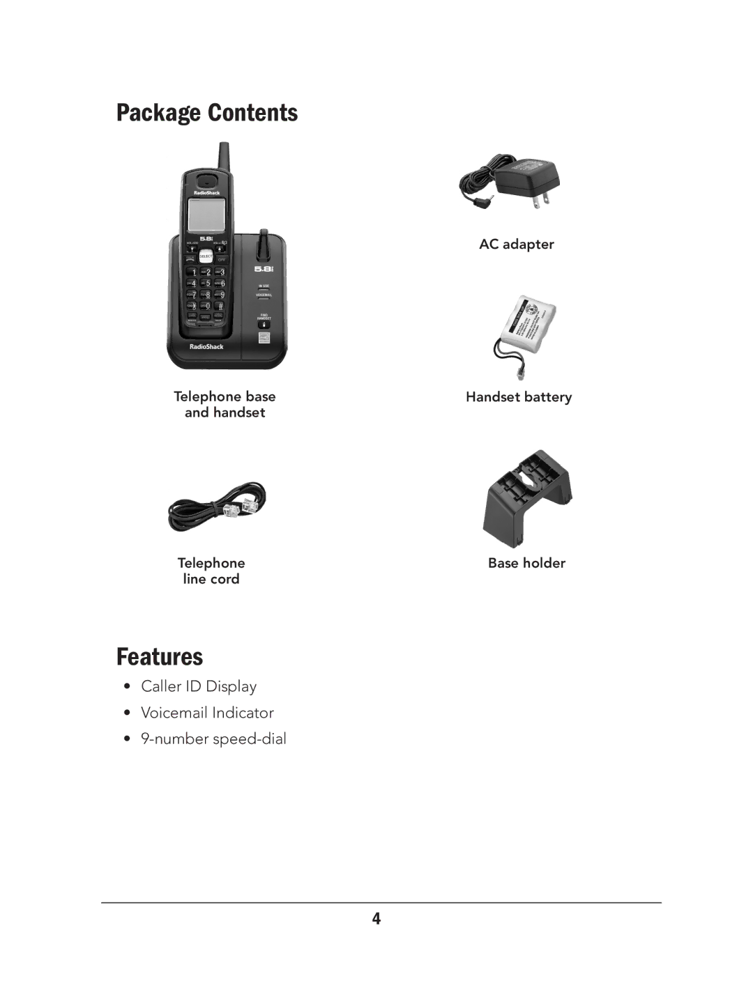 Radio Shack 43-324 manual Package Contents, Features 