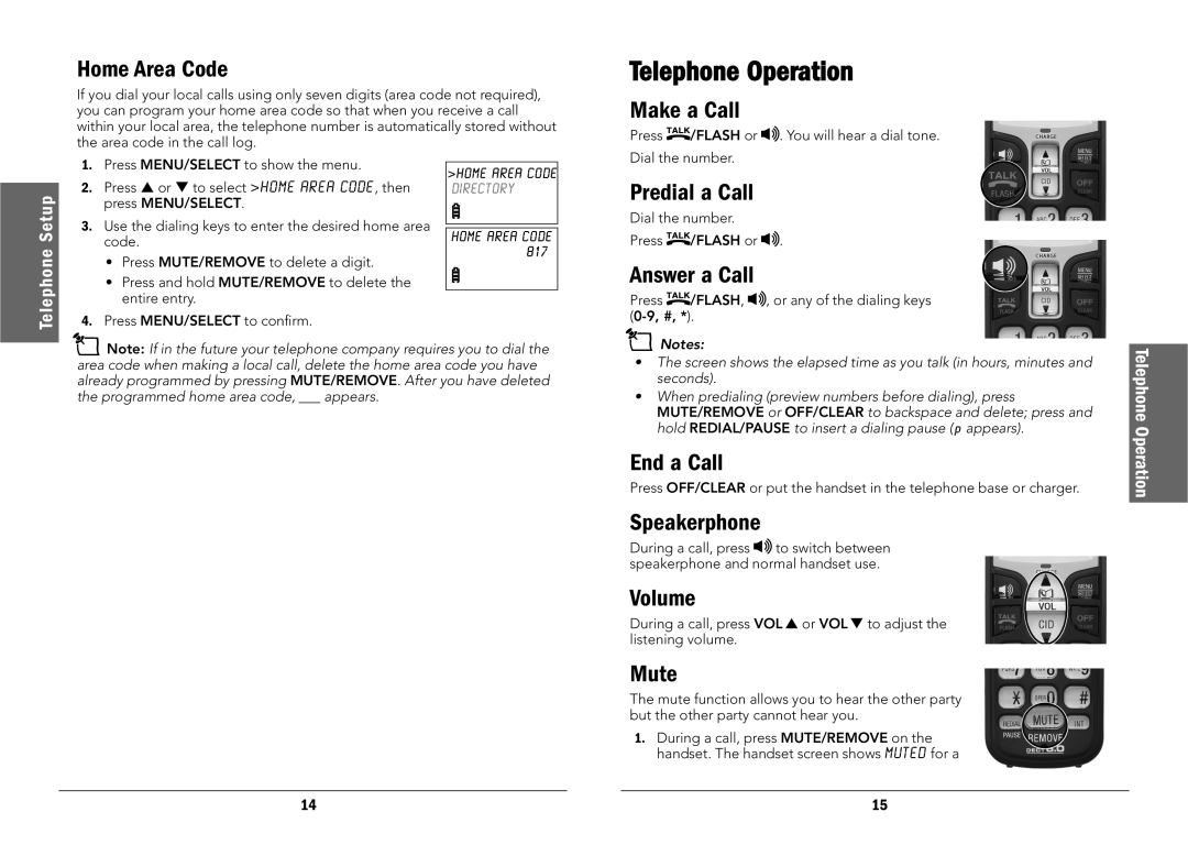 Radio Shack 43-326, 43-325 manual Telephone Operation 