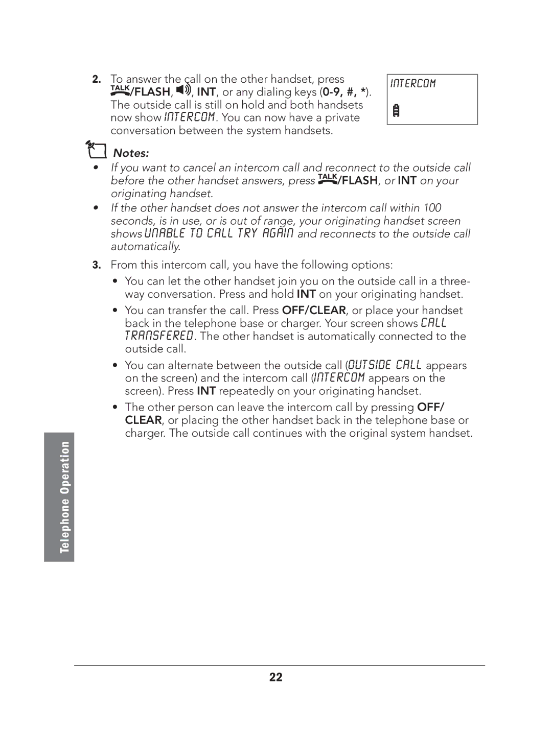 Radio Shack 43-327 manual From this intercom call, you have the following options 