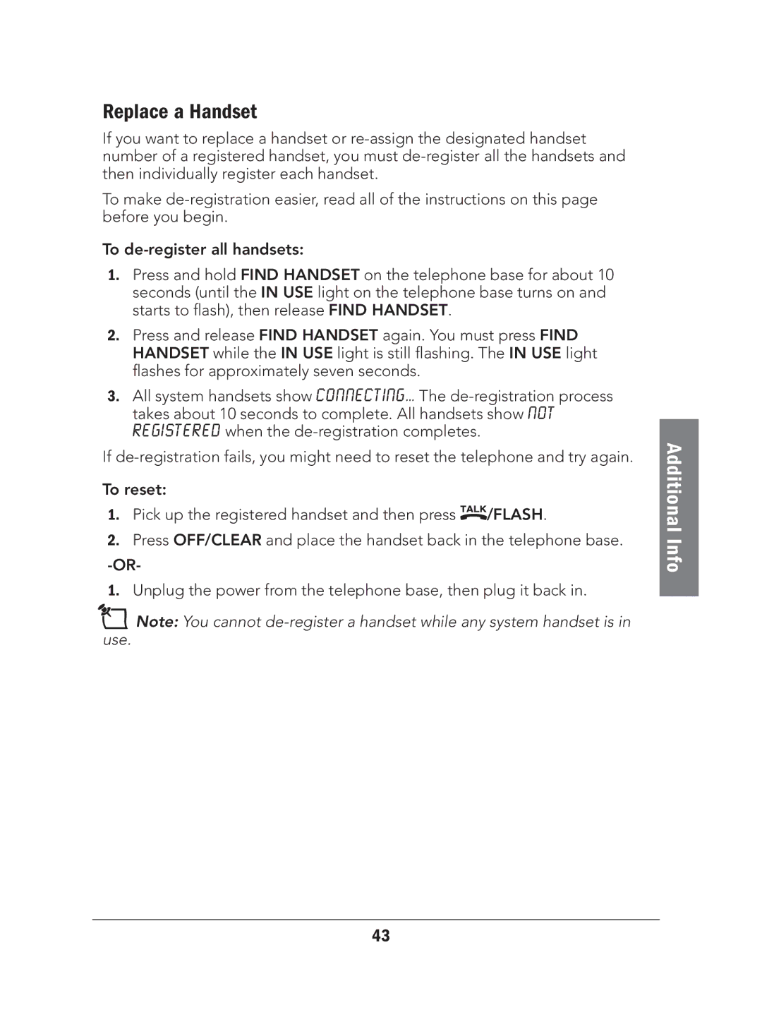 Radio Shack 43-327 manual Replace a Handset 