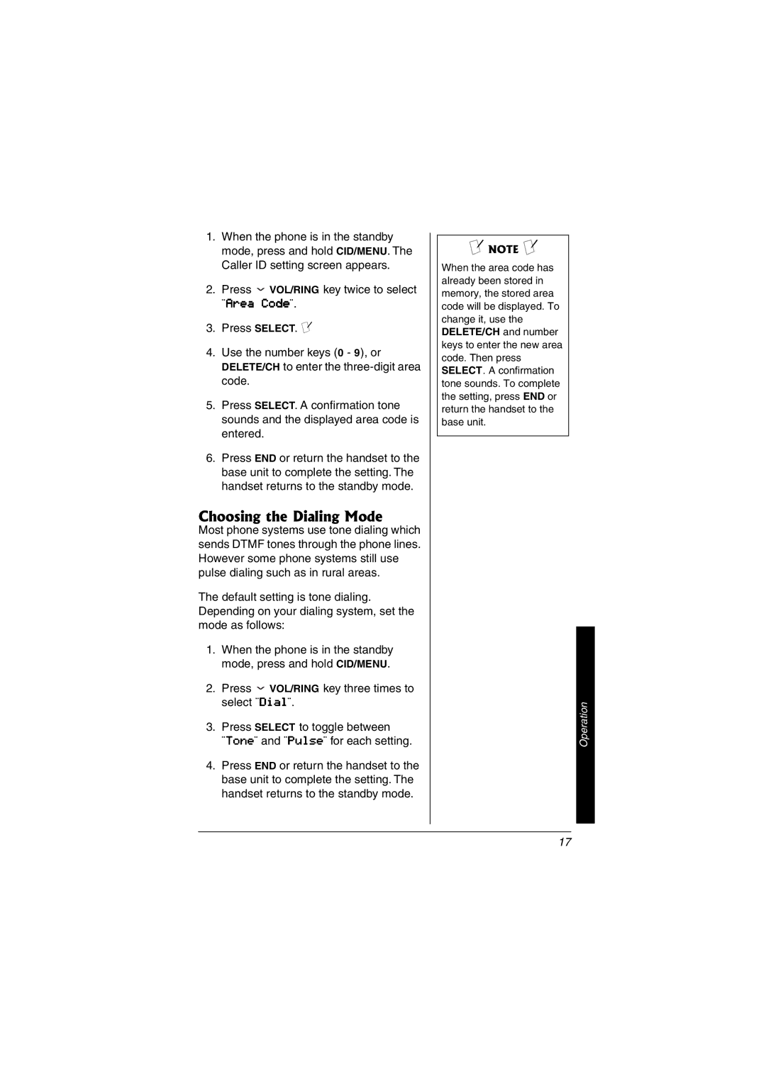 Radio Shack 43-3549 owner manual Choosing the Dialing Mode 