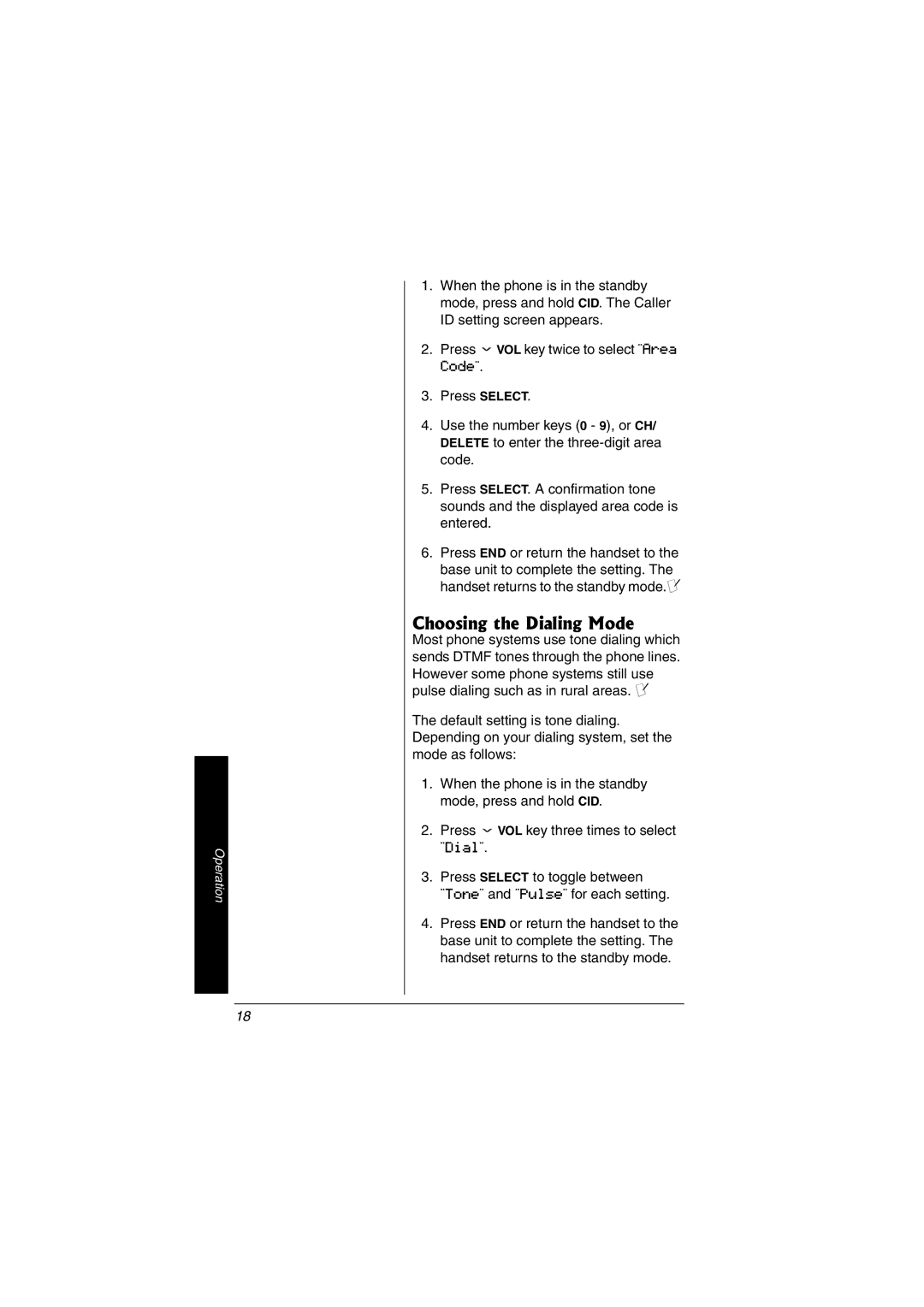 Radio Shack 43-3557 owner manual Choosing the Dialing Mode 