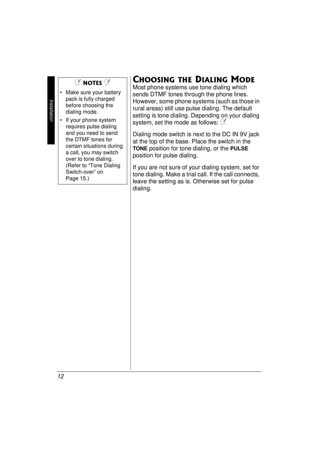 Radio Shack 43-3577 owner manual Choosing the Dialing Mode 