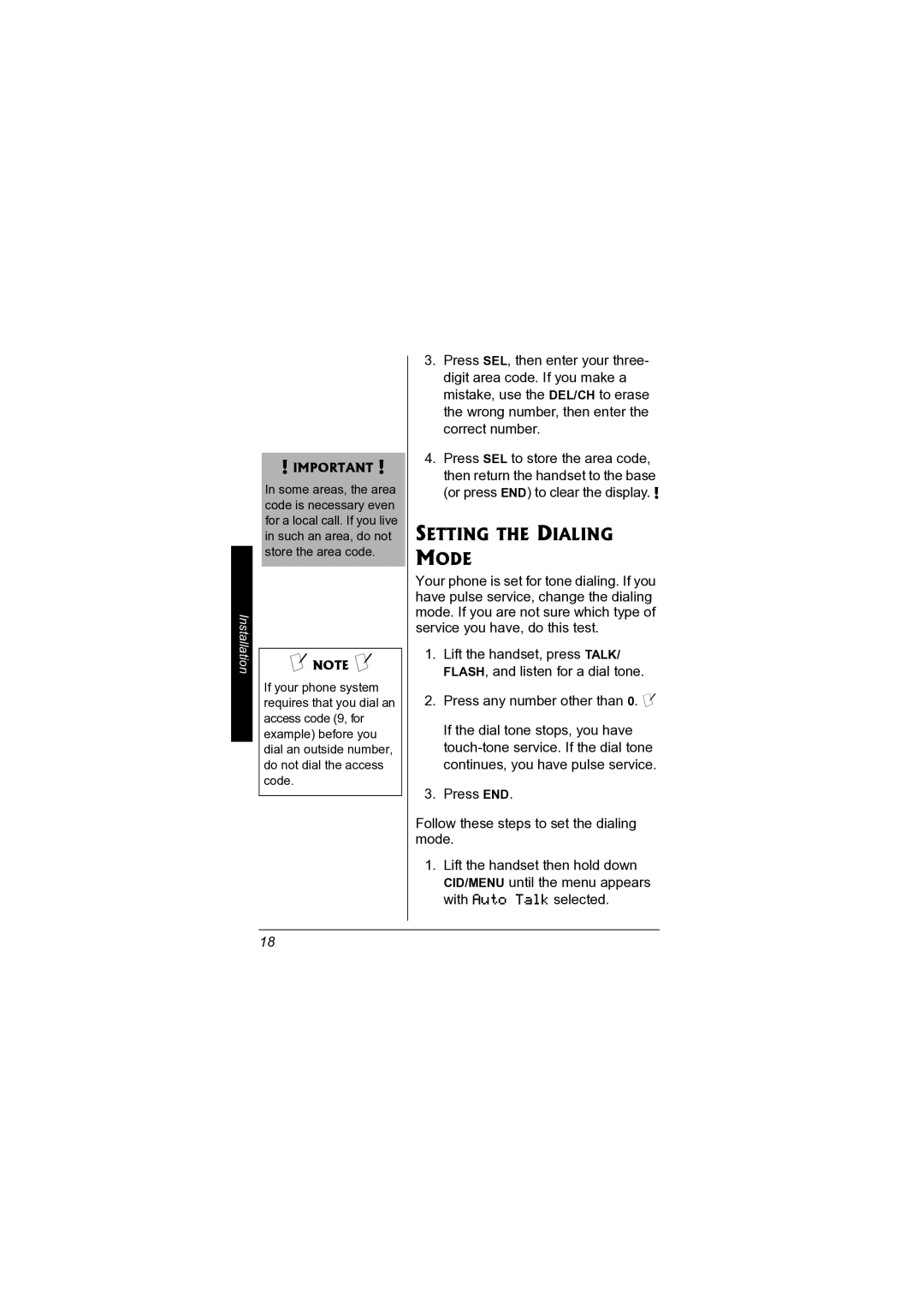 Radio Shack 43-3578 owner manual Setting the Dialing Mode 