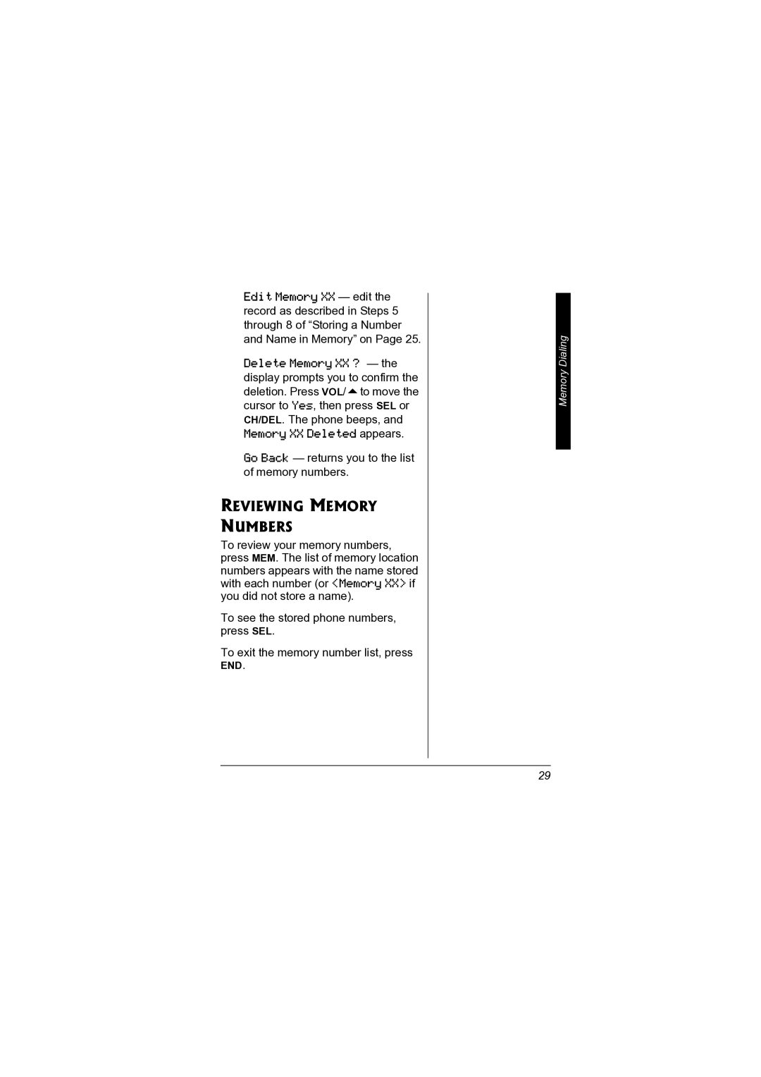 Radio Shack 43-3578 owner manual Reviewing Memory Numbers 