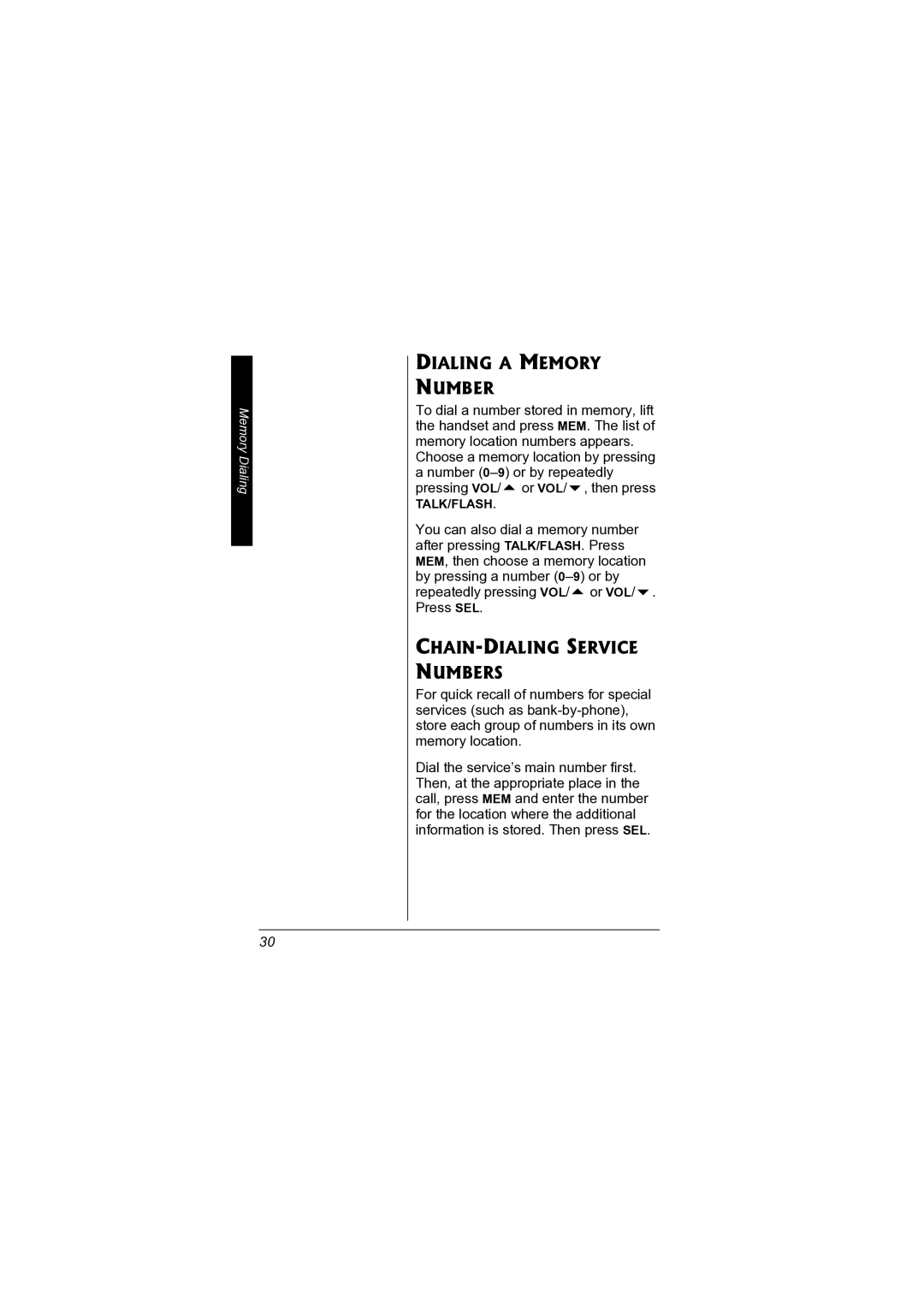 Radio Shack 43-3578 owner manual Dialing a Memory Number, CHAIN-DIALING Service Numbers 