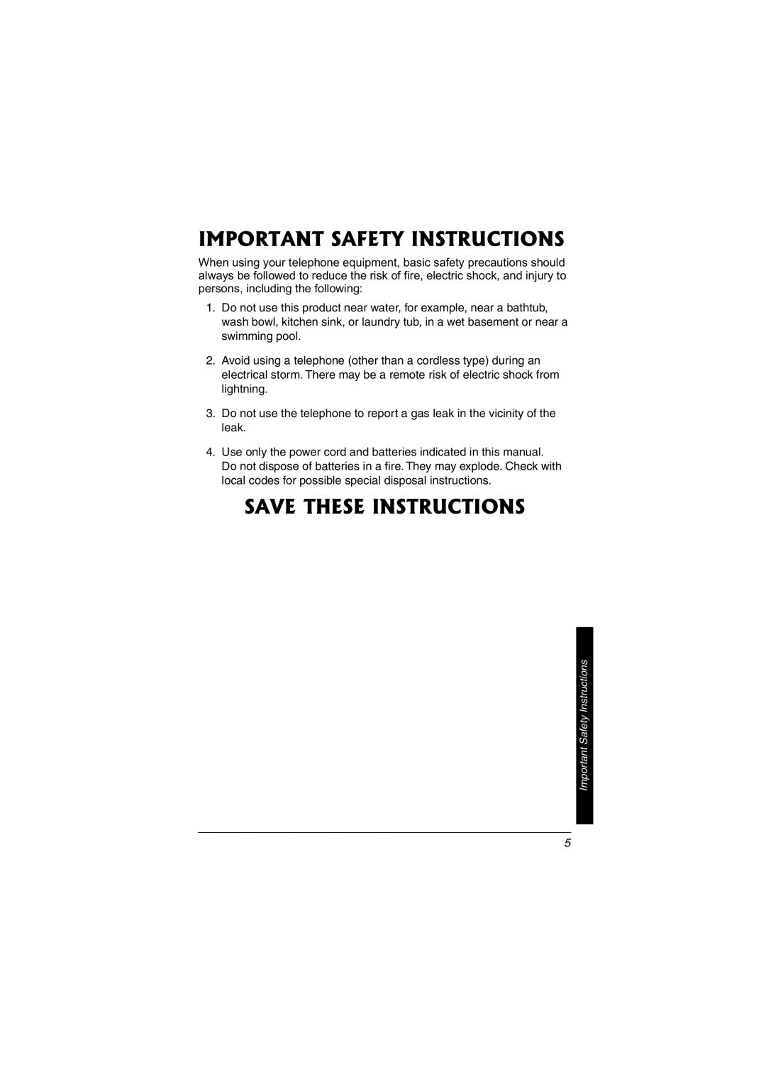 Radio Shack 43-3595 important safety instructions Important Safety Instructions 