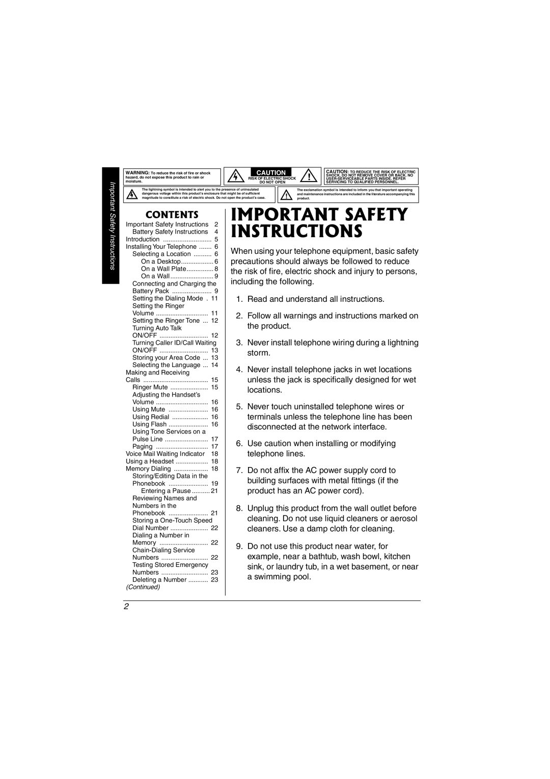 Radio Shack 43-3598, 43-3529 owner manual Important Safety Instructions, Contents 