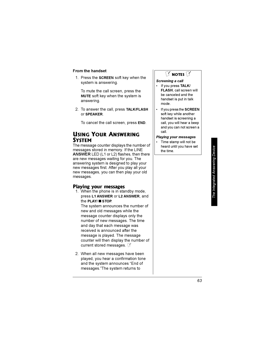 Radio Shack 43-3704 owner manual Playing your messages, Using Your Answering System, From the handset 