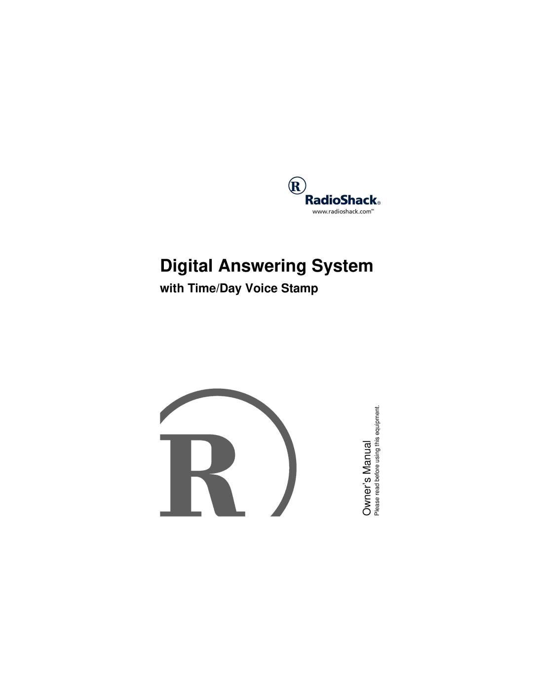 Radio Shack 43-3808 owner manual Digital Answering System 