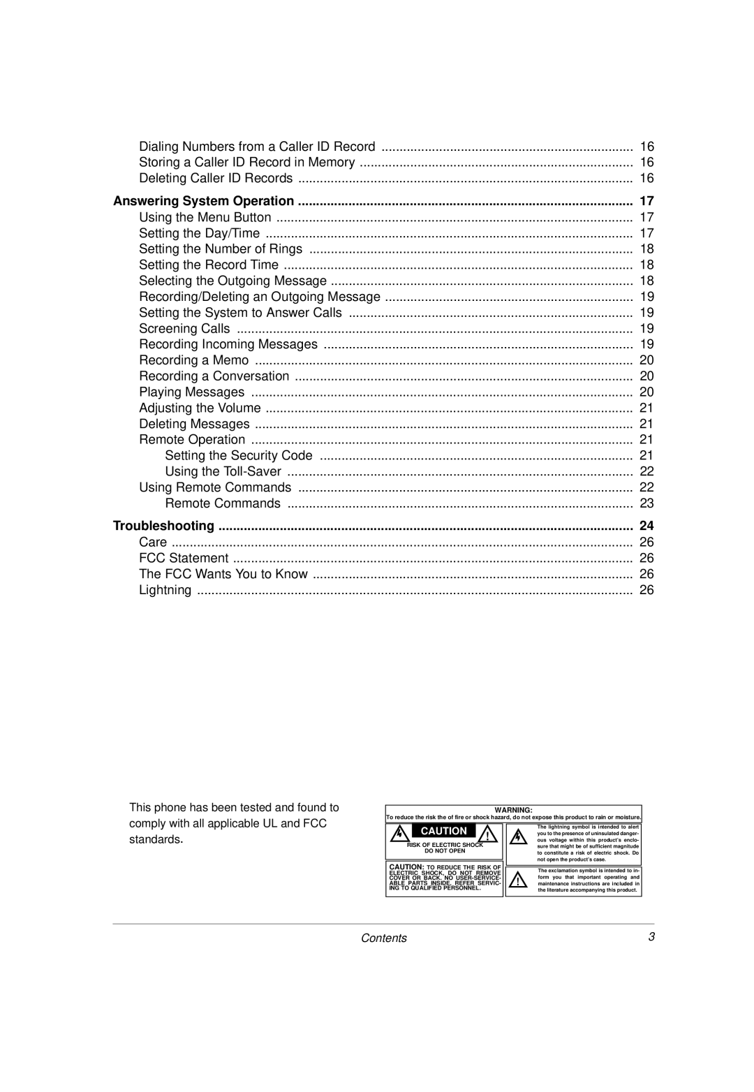 Radio Shack 43-3814 owner manual Answering System Operation 