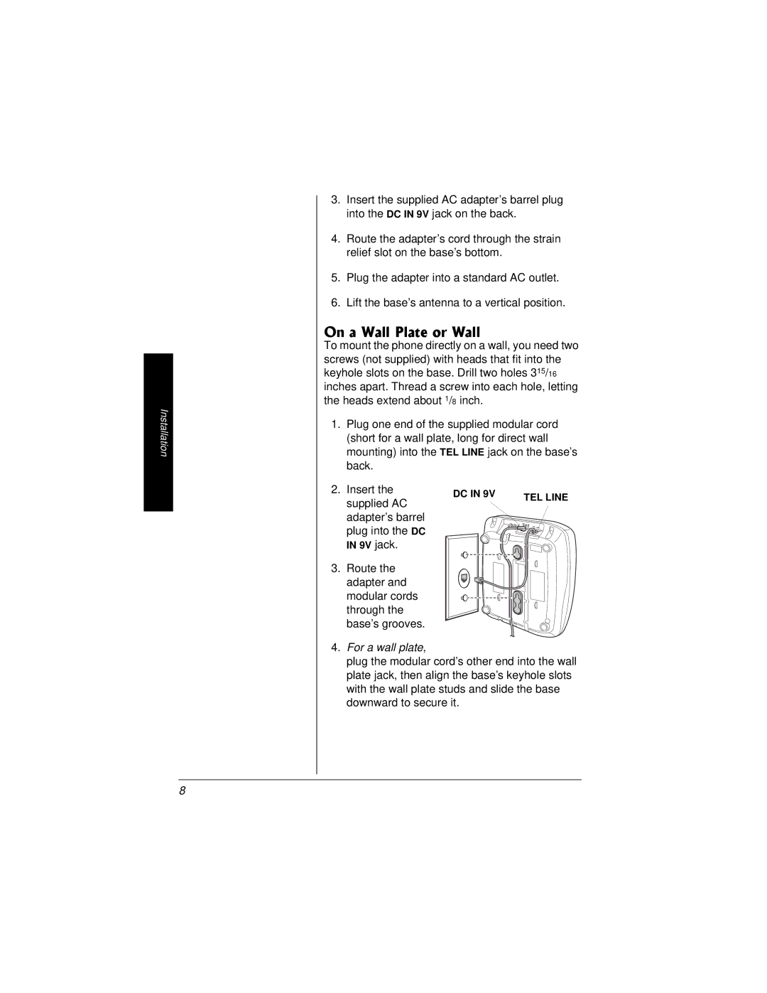 Radio Shack 43-3817 owner manual 1PC9CNN2NCVGQT9CNN, For a wall plate 