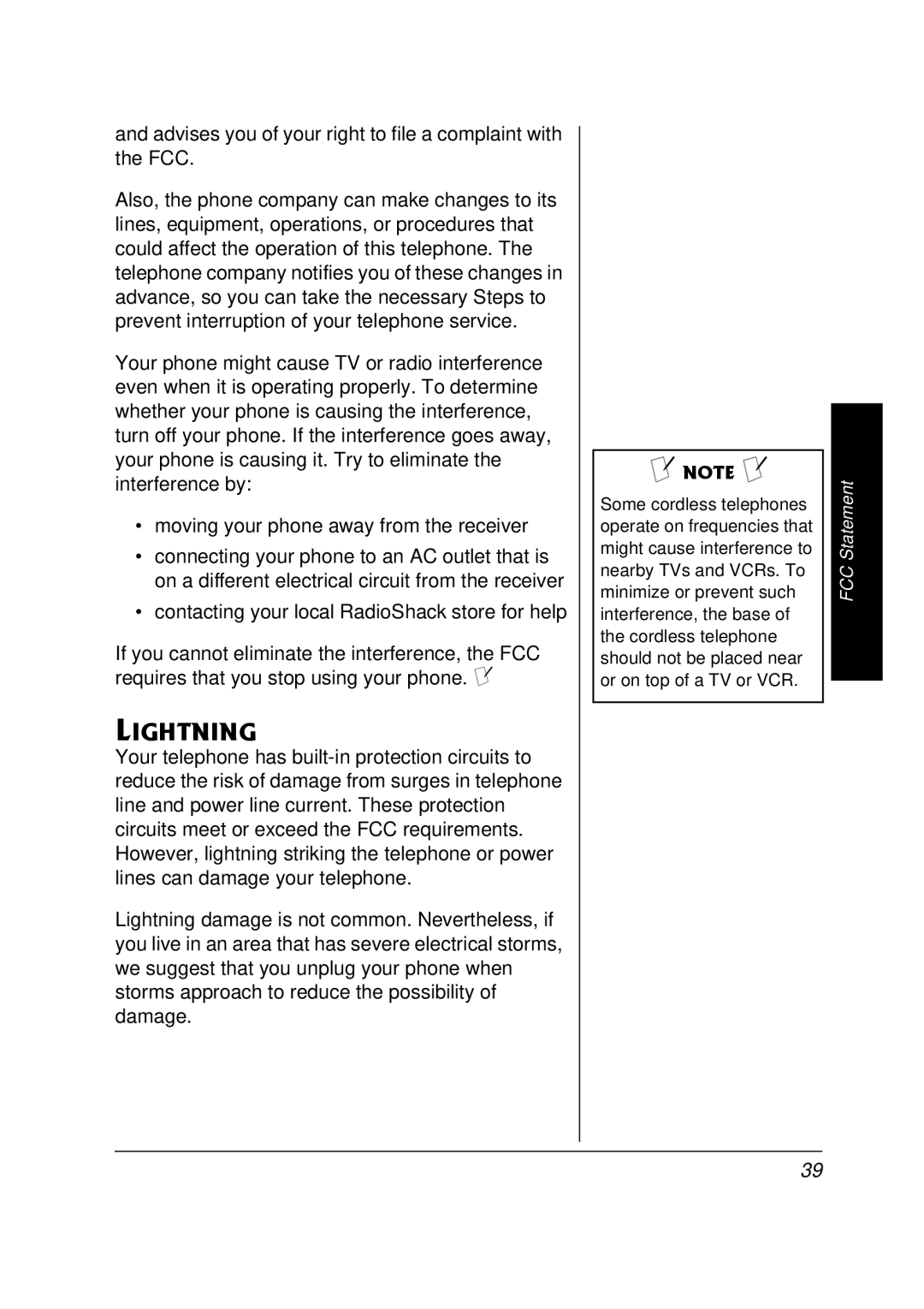 Radio Shack 43-3820 owner manual +*60+0, Advises you of your right to file a complaint with the FCC 