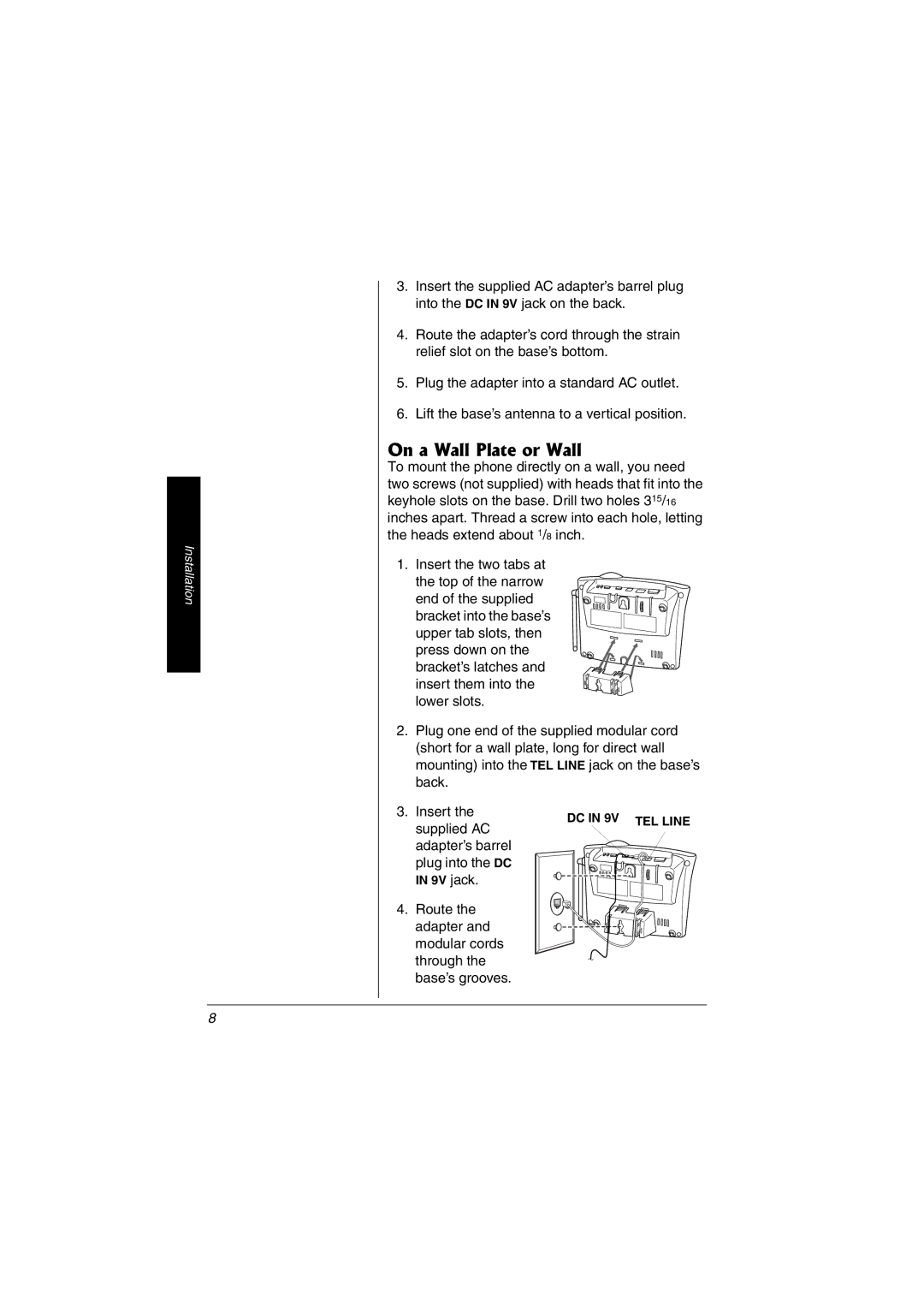 Radio Shack 43-3823 owner manual On a Wall Plate or Wall 