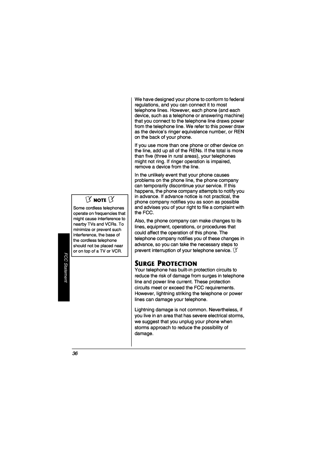Radio Shack 43-3823 owner manual Surge Protection, FCC Statement 