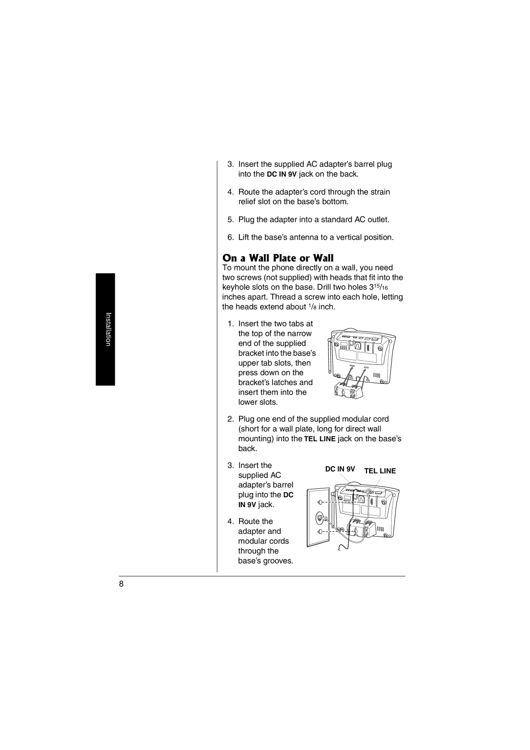 Radio Shack 43-3856 owner manual On a Wall Plate or Wall 