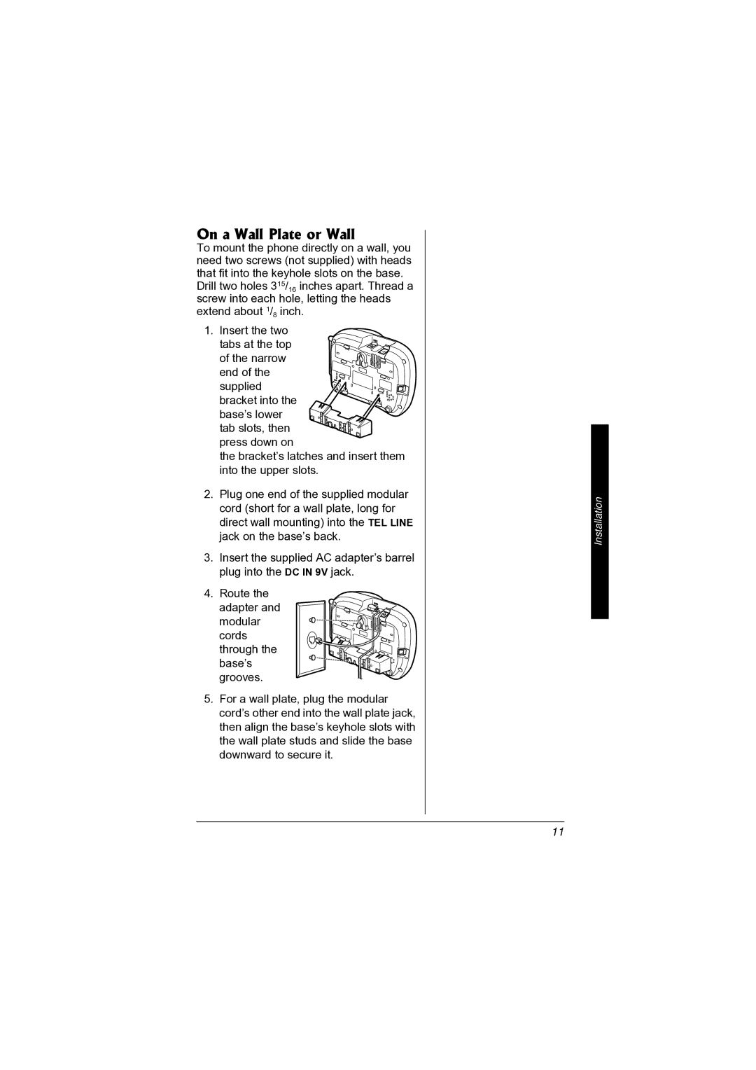 Radio Shack 43-3872 manual On a Wall Plate or Wall 