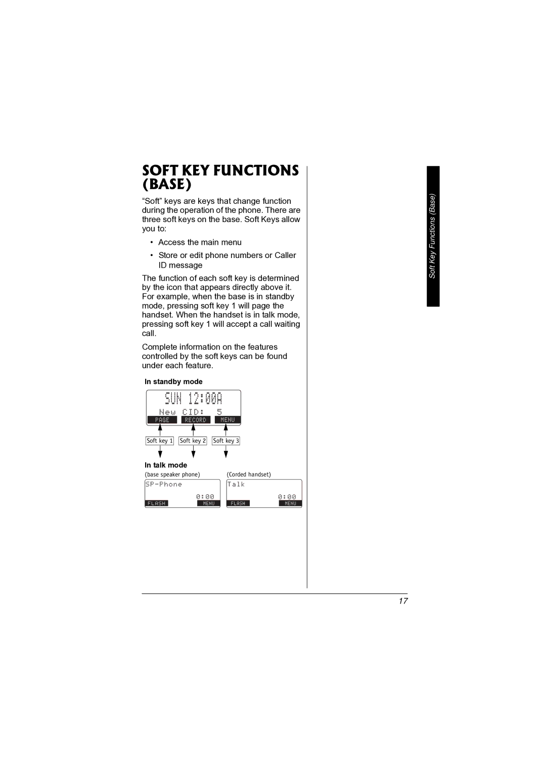 Radio Shack 43-3872 manual Soft KEY Functions Base, 570# 