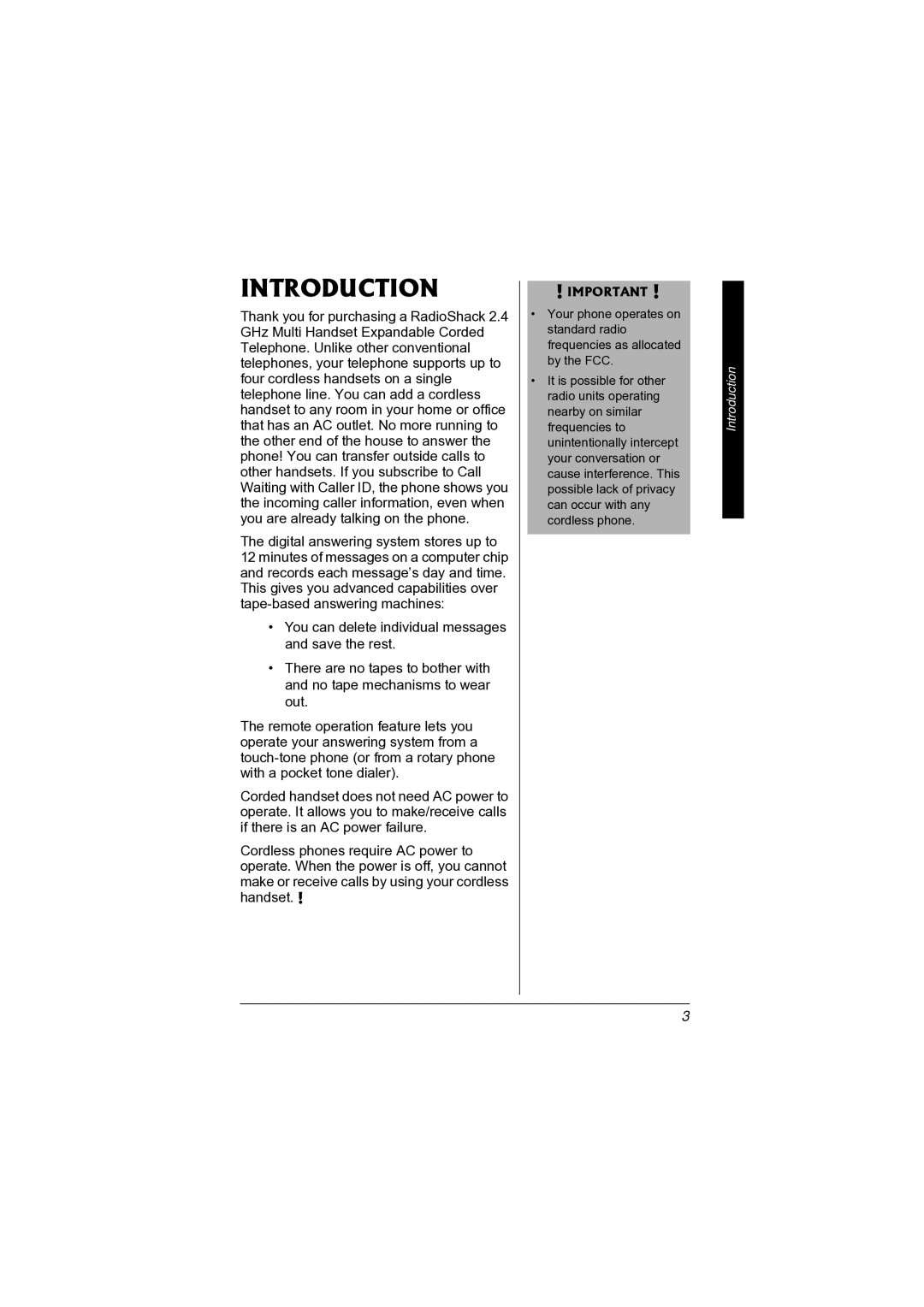 Radio Shack 43-3872 manual Introduction 