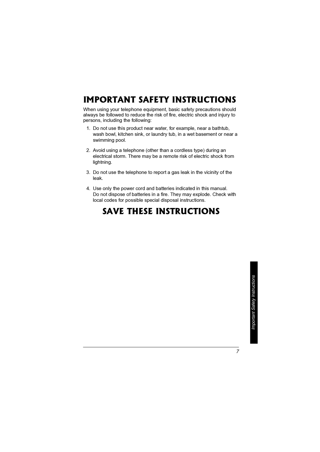 Radio Shack 43-3872 manual Important Safety Instructions 