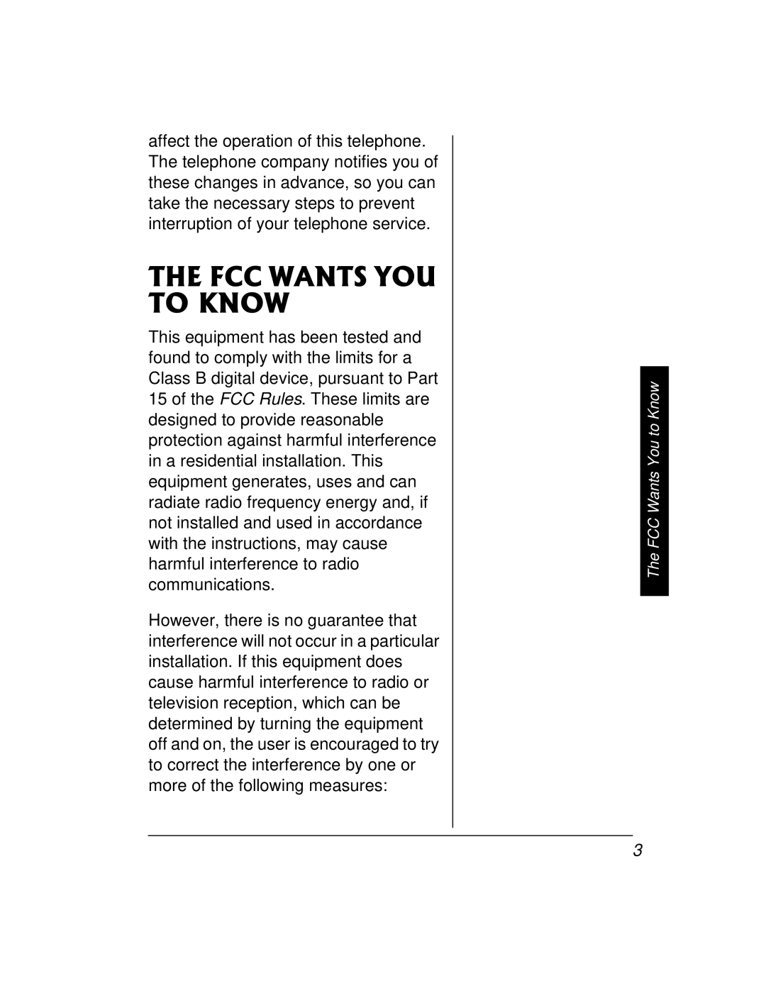 Radio Shack 43-3888 owner manual FCC Wants YOU to Know 