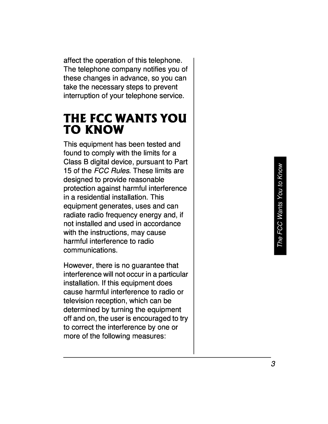 Radio Shack 43-3888 owner manual The Fcc Wants You To Know, The FCC Wants You to Know 