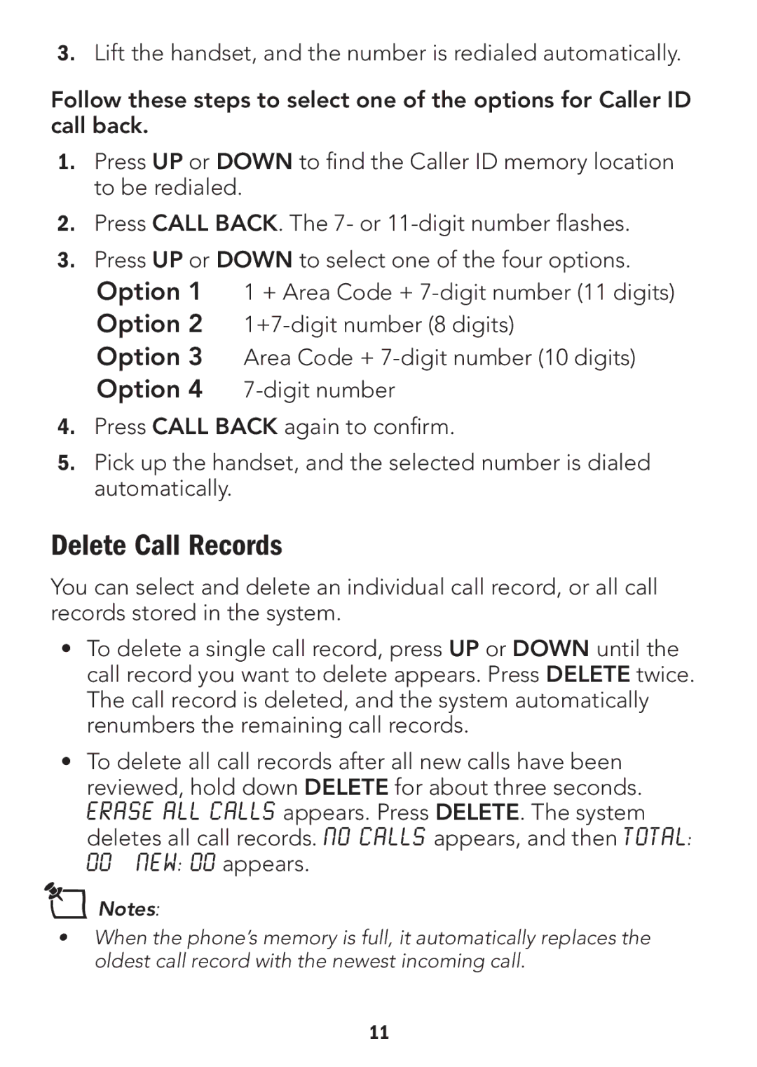 Radio Shack 4LM053Y2, 43-3905 manual Delete Call Records 