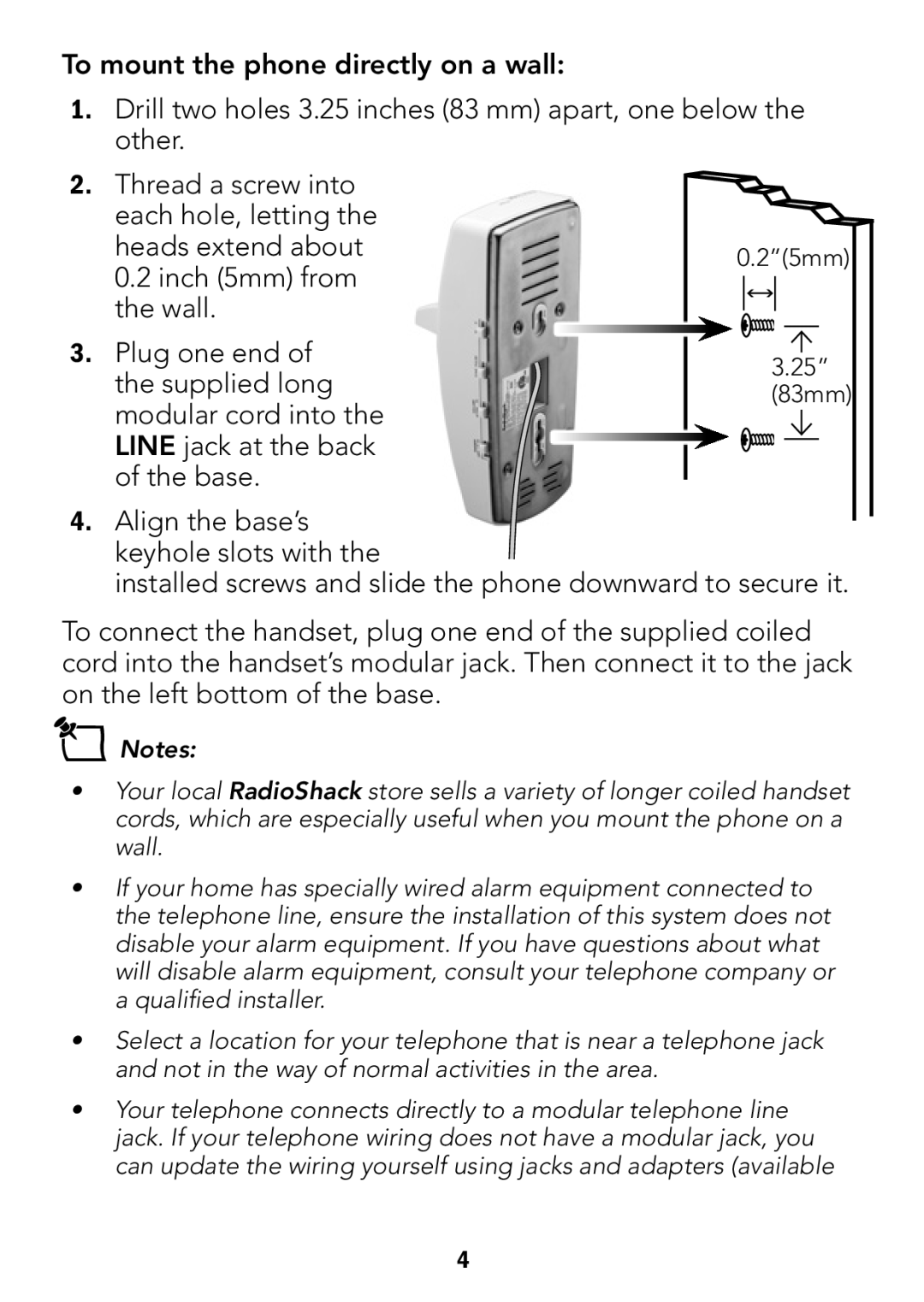 Radio Shack 43-3905, 4LM053Y2 manual 25mm 83mm 