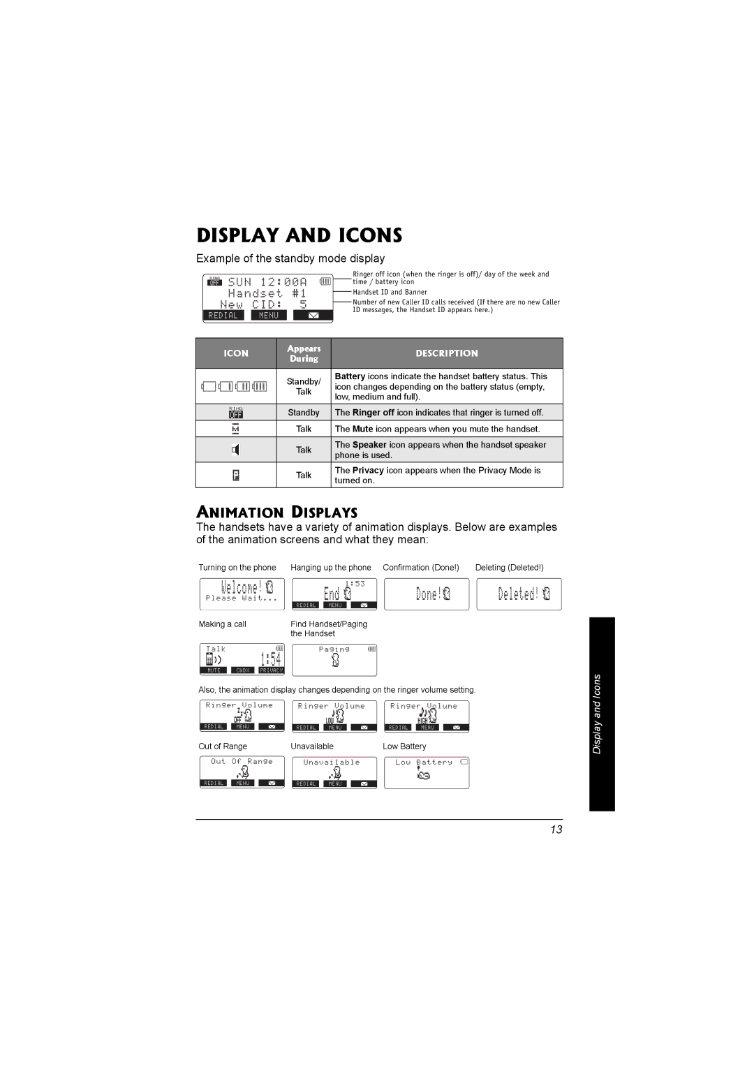 Radio Shack 43-5560 owner manual Display and Icons, Animation Displays 