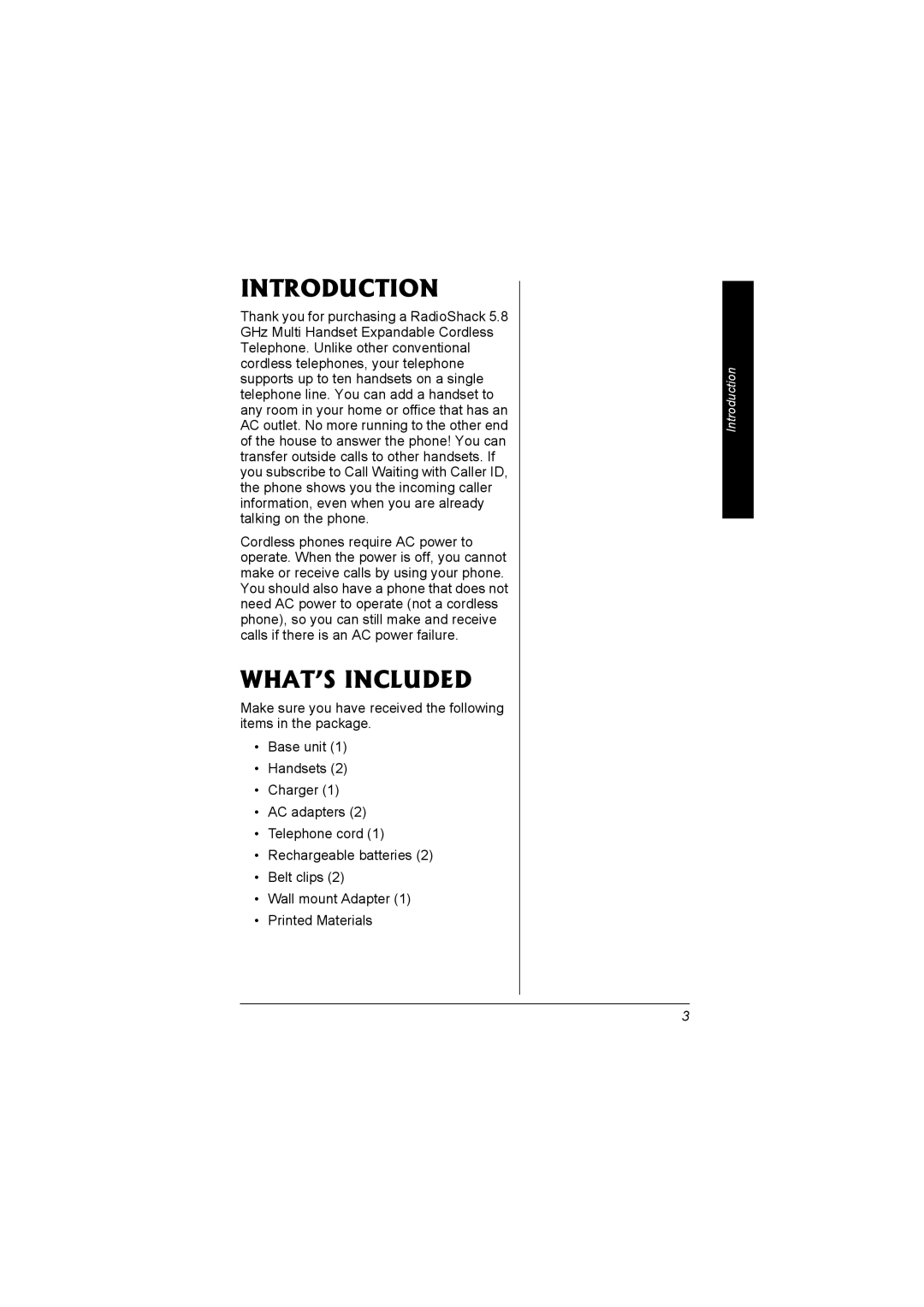 Radio Shack 43-5560 owner manual Introduction, WHAT’S Included 