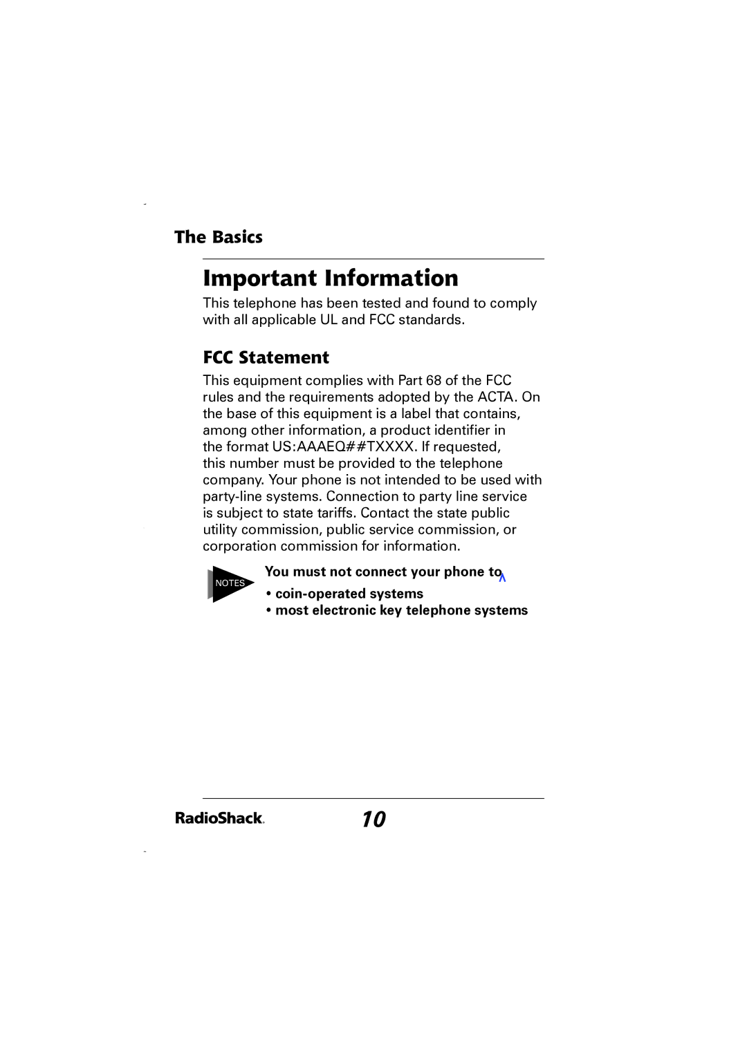 Radio Shack 43-5829 manual Important Information, FCC Statement 