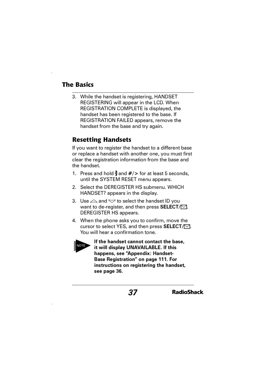 Radio Shack 43-5829 manual Resetting Handsets 