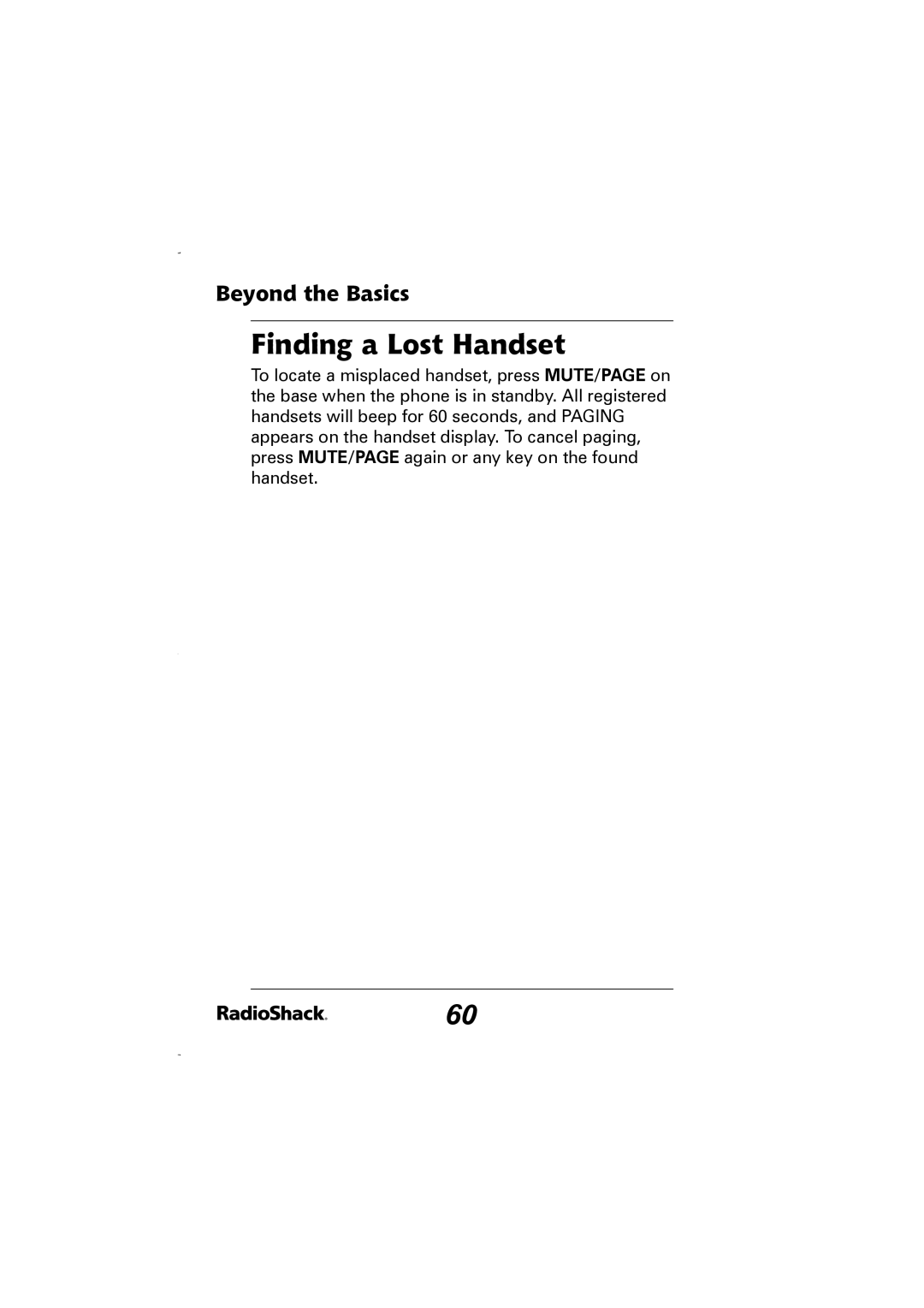 Radio Shack 43-5829 manual Finding a Lost Handset, Beyond the Basics 