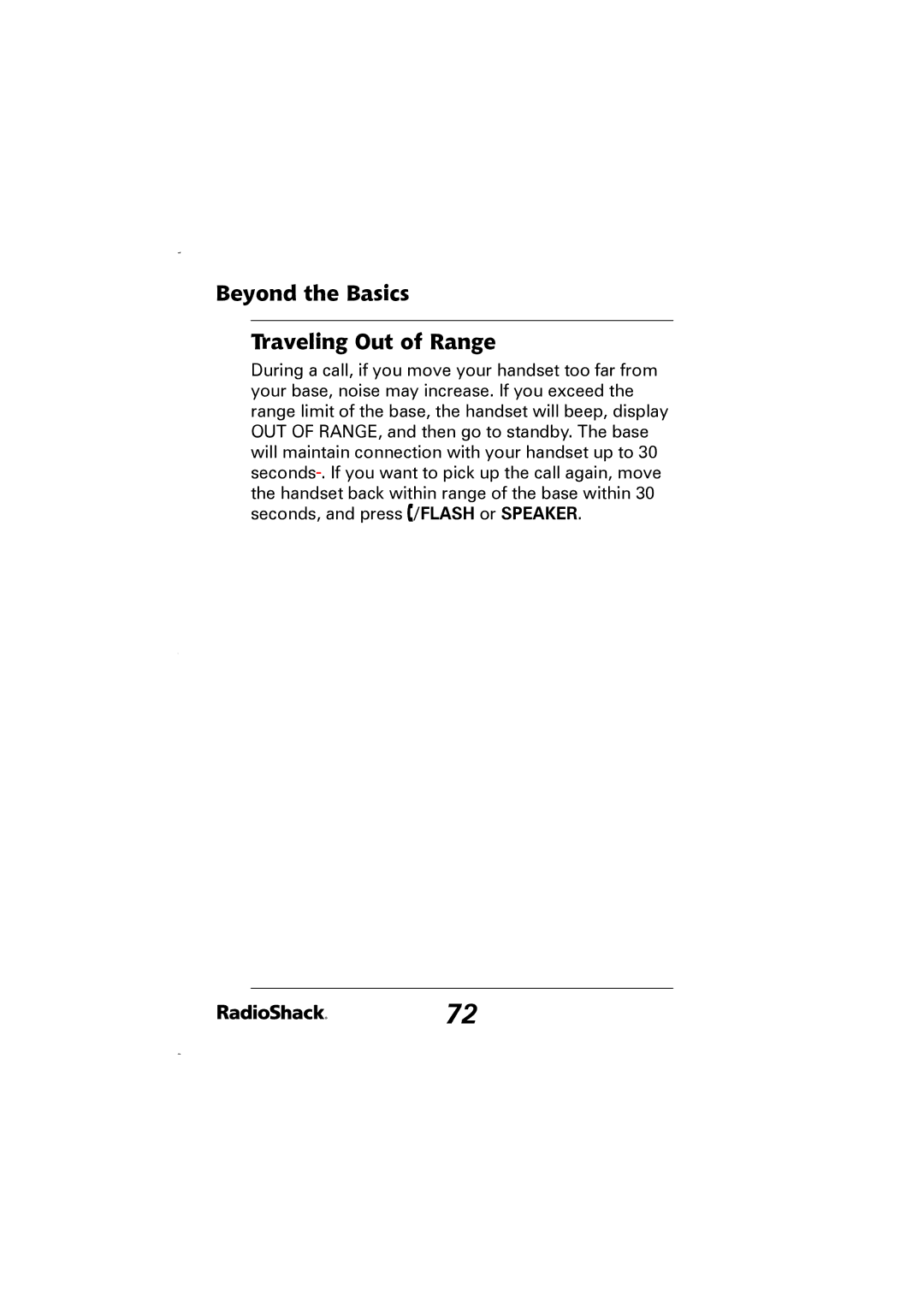 Radio Shack 43-5829 manual Beyond the Basics Traveling Out of Range 