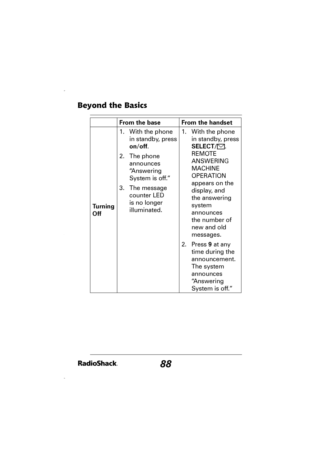 Radio Shack 43-5829 manual On/off, Off 