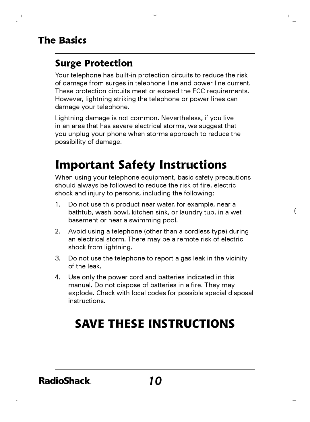 Radio Shack 43-5862 owner manual Important Safety Instructions, Basics Surge Protection 