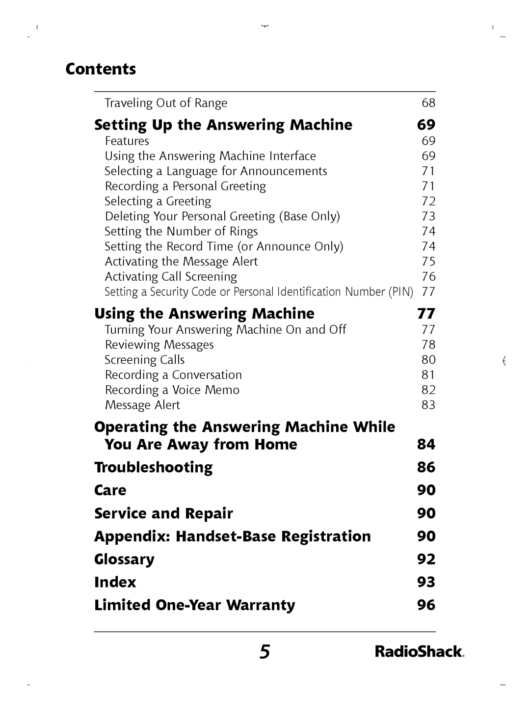 Radio Shack 43-5862 owner manual Setting Up the Answering Machine 