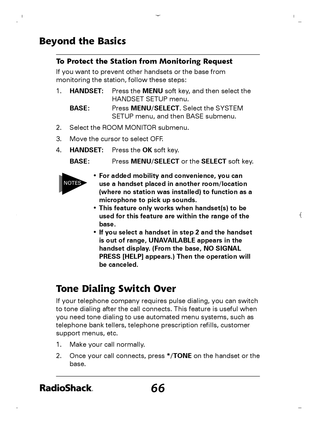 Radio Shack 43-5862 owner manual Tone Dialing Switch Over, To Protect the Station from Monitoring Request 