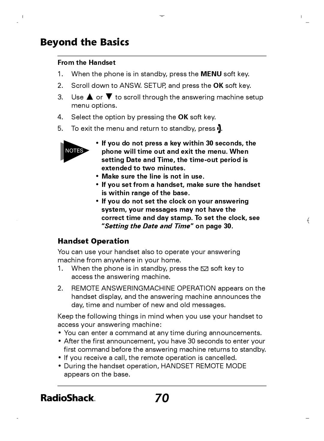 Radio Shack 43-5862 owner manual Handset Operation, From the Handset 