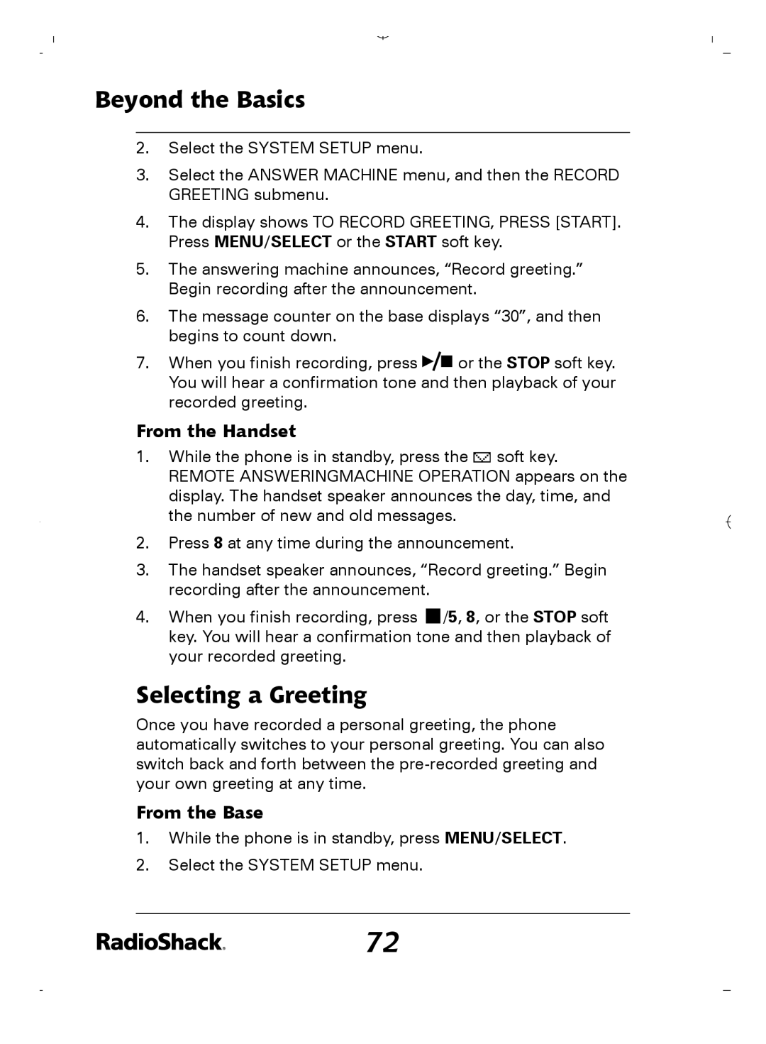 Radio Shack 43-5862 owner manual Selecting a Greeting 