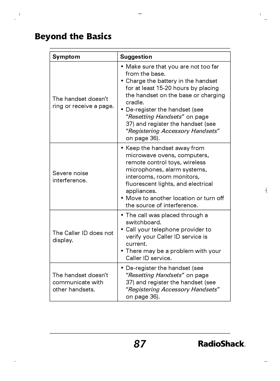 Radio Shack 43-5862 owner manual Charge the battery in the handset 