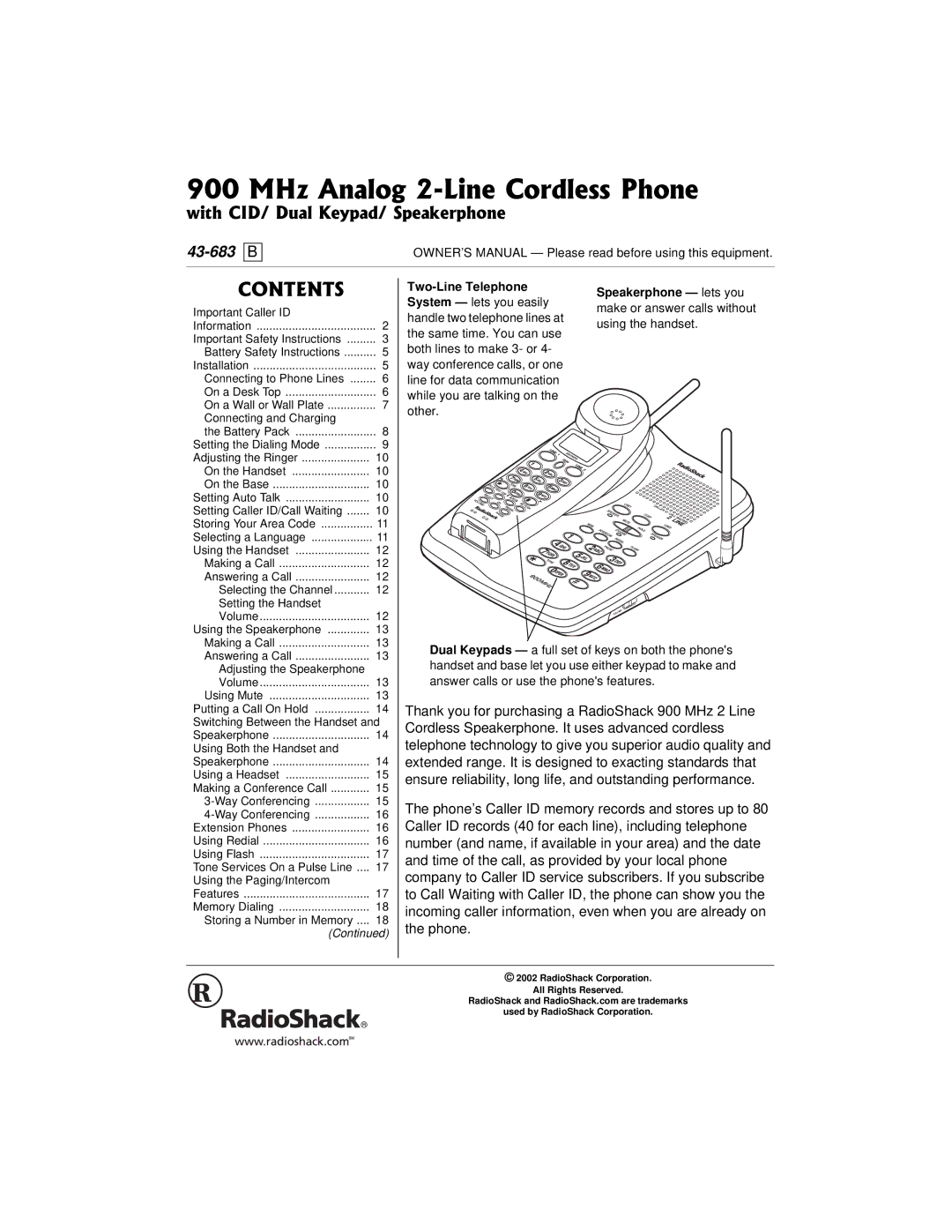 Radio Shack 43-683 owner manual 22/*\#PCNQI4/.KPG%QTFNGUU2JQPG 